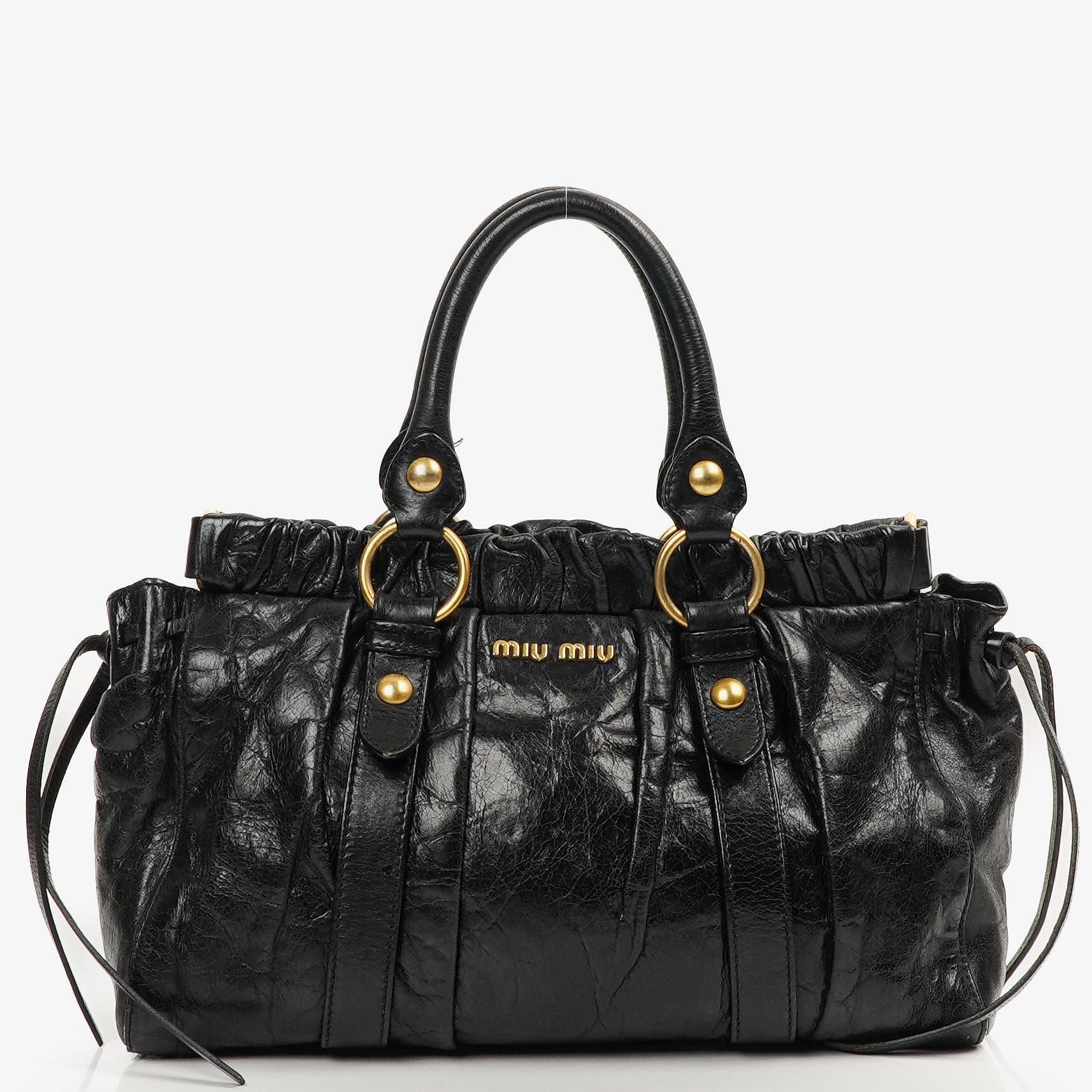 Miu Miu Vitello Lux Nero Black Satchel Bag – plamexs