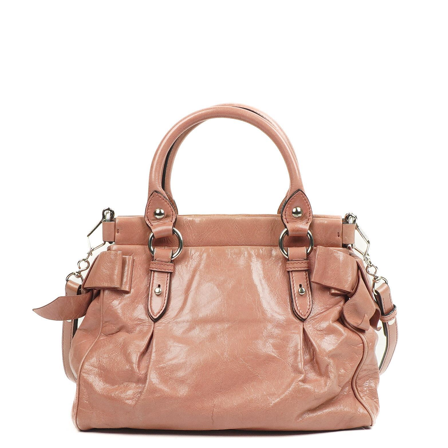 Miu Miu Vitello Lux Pink Satchel Bag