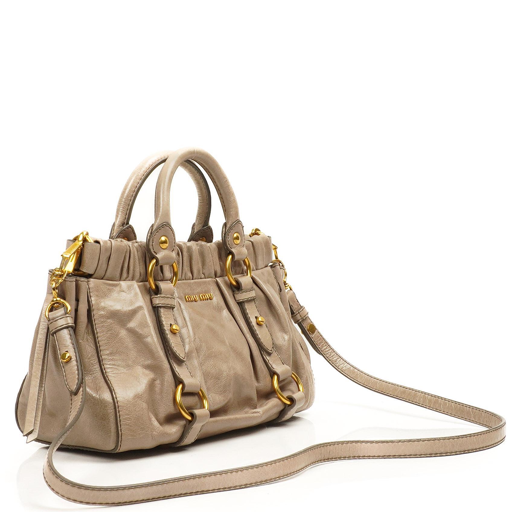 Miu Miu Vitello Lux Pomice Satchel Bag