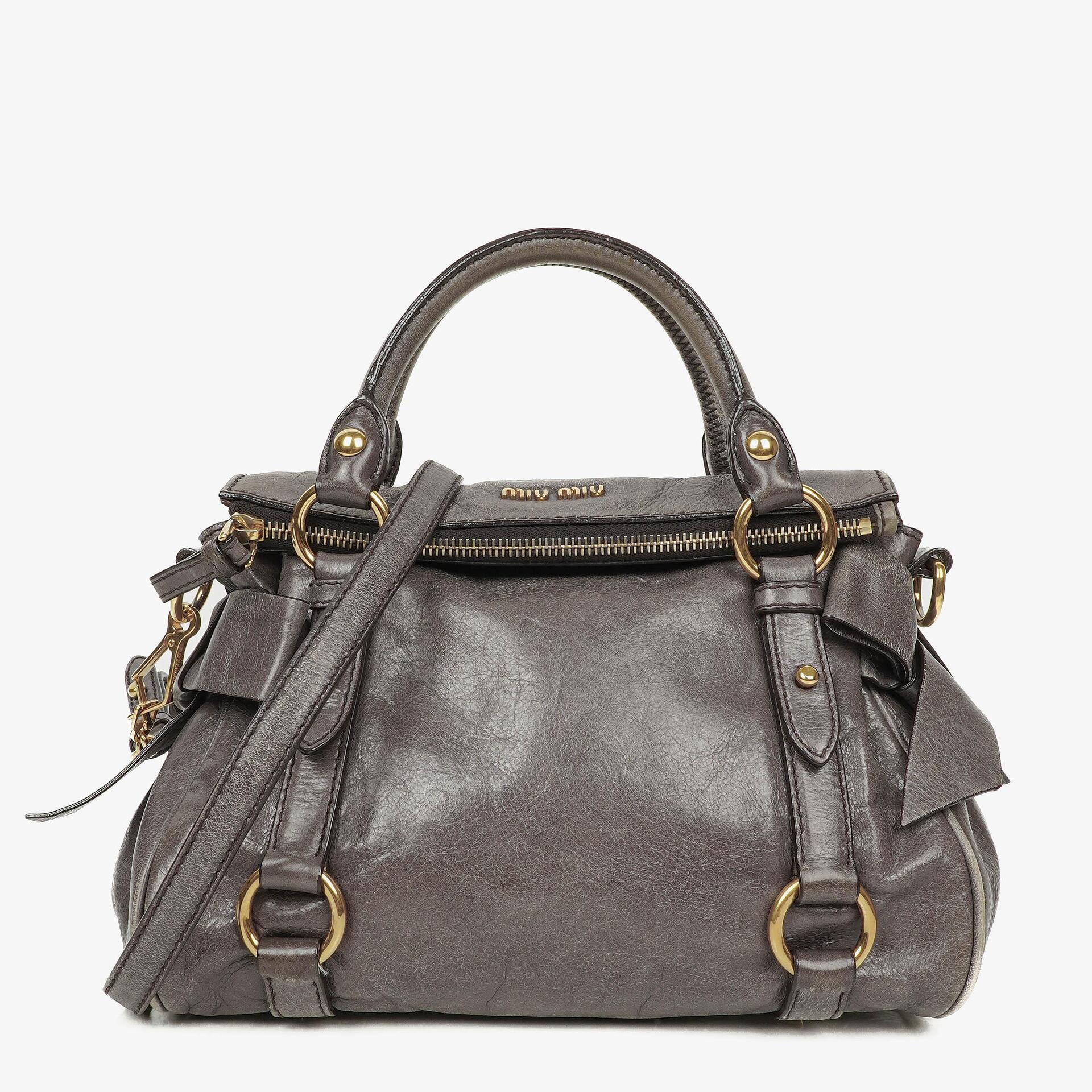 Miu Miu Vitello Lux Small Bow Satchel Bag