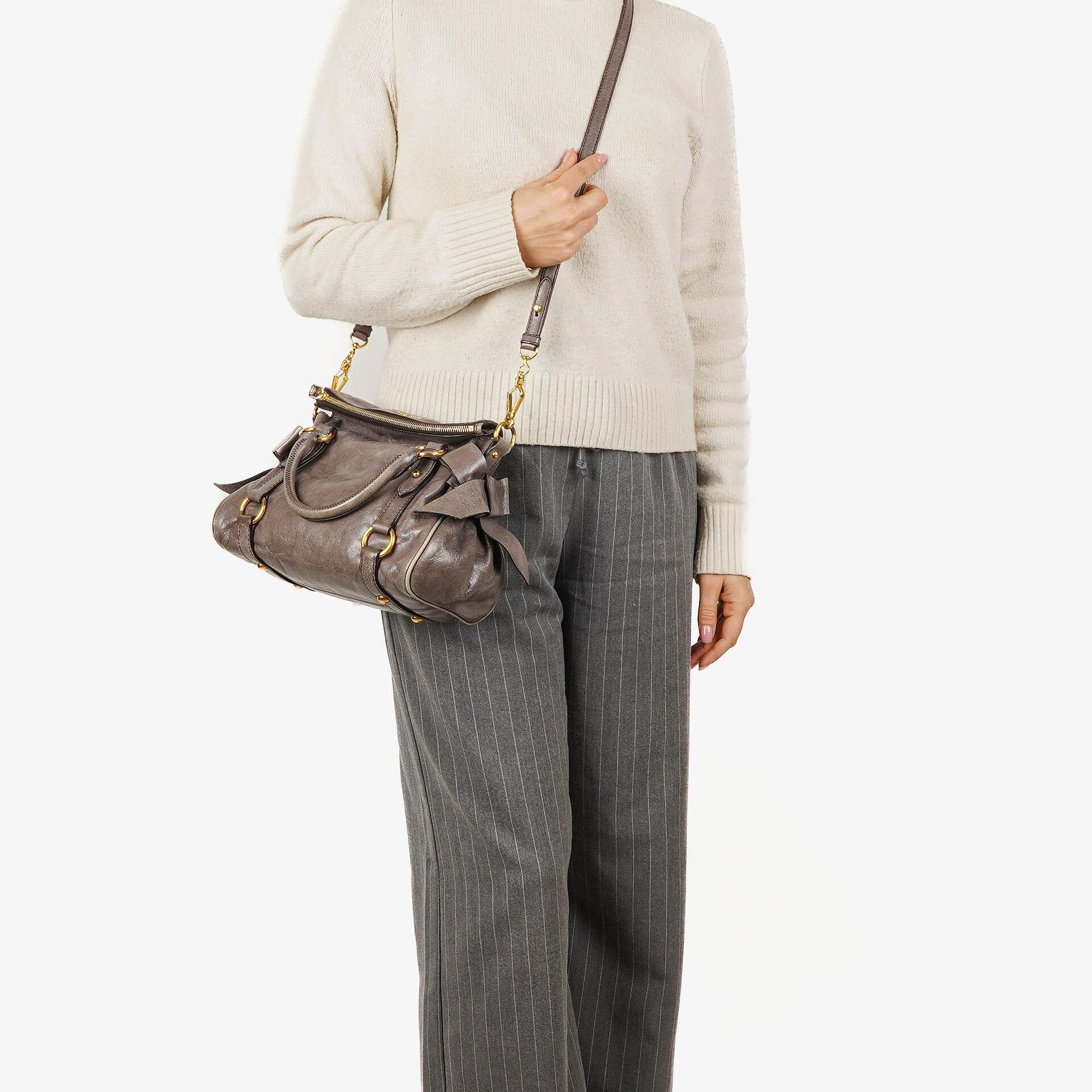 Miu Miu Vitello Lux Small Bow Satchel Bag