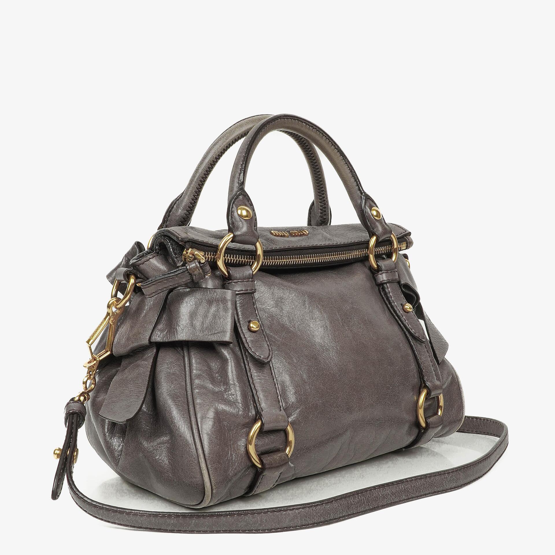 Miu Miu Vitello Lux Small Bow Satchel Bag