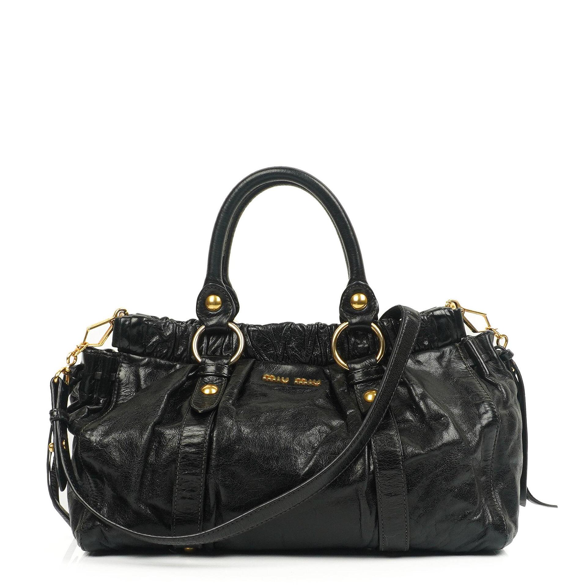 Pre-Owned Miu Miu Vitello Shine Black Satchel Bag – PLAMEXS