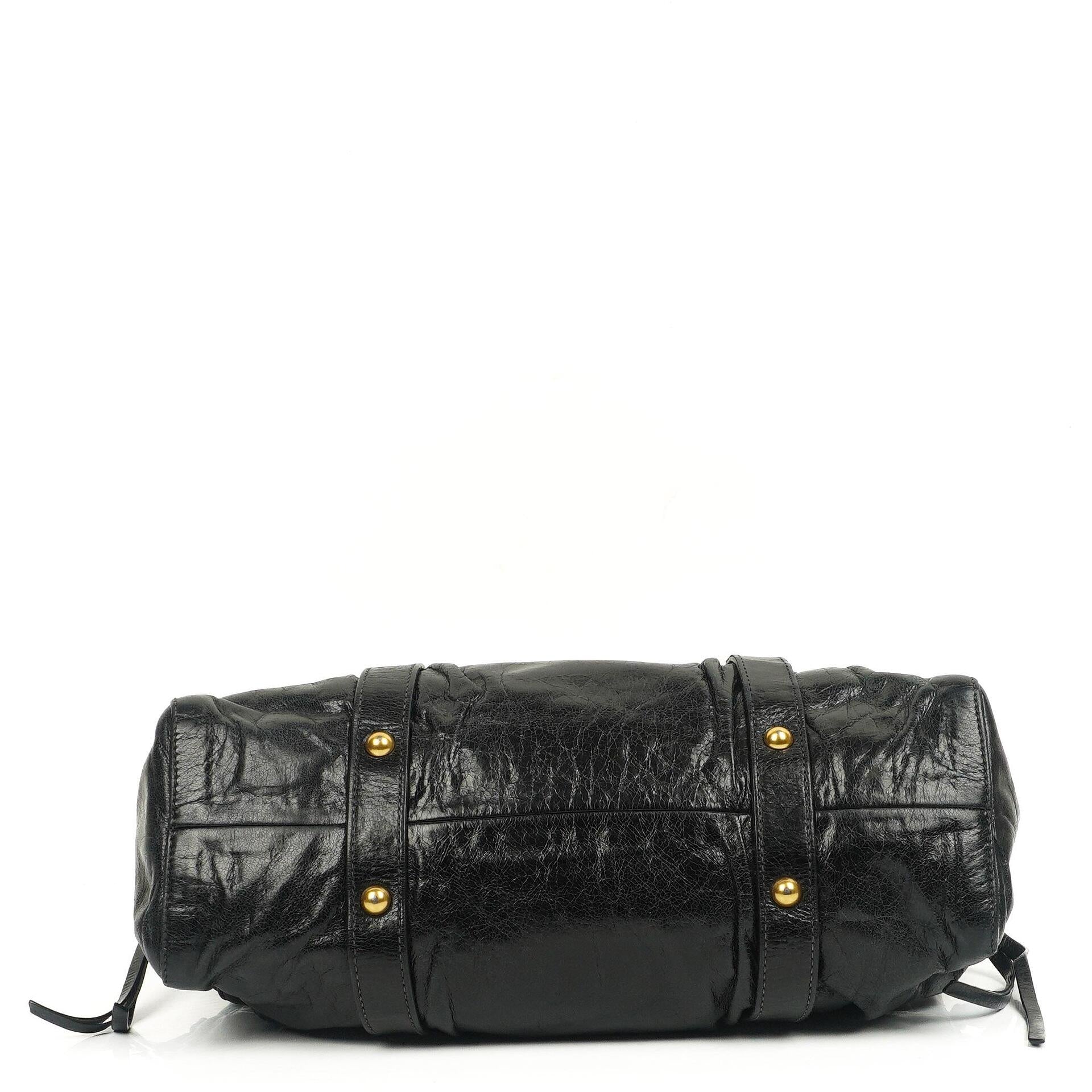 Miu Miu Vitello Shine Black Satchel Bag