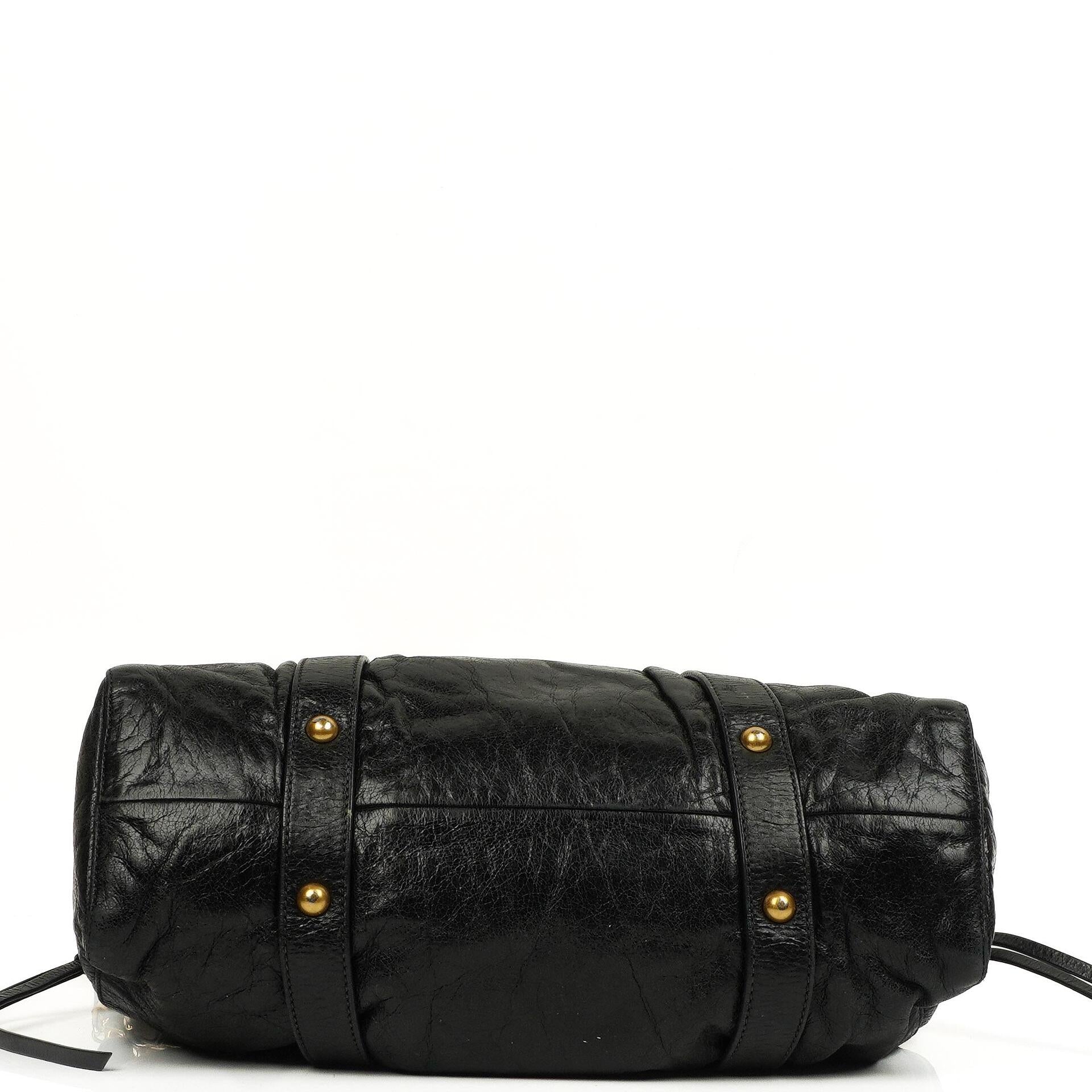 Miu Miu Vitello Shine Black Satchel Bag