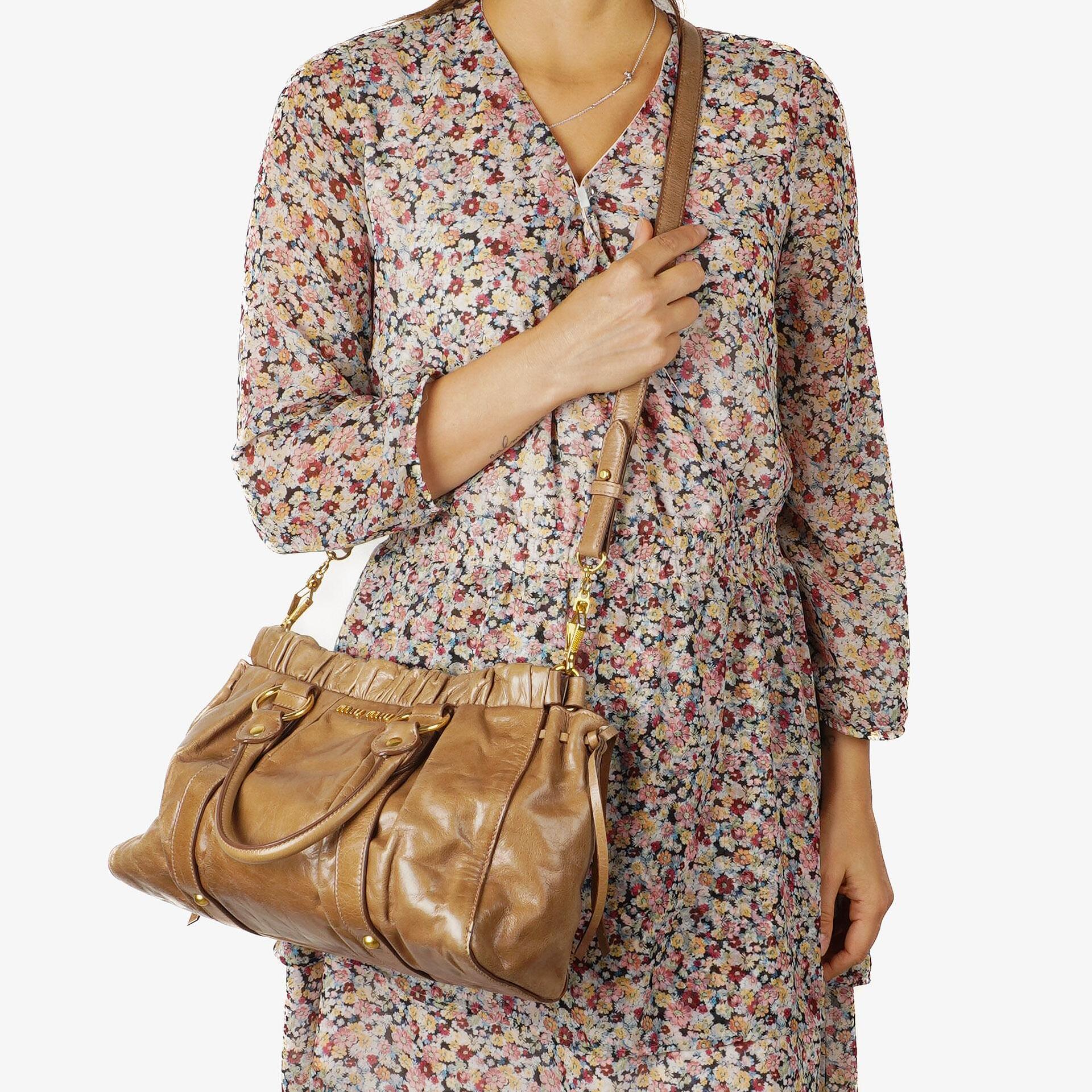 Miu Miu Vitello Shine Cammeo Satchel Bag