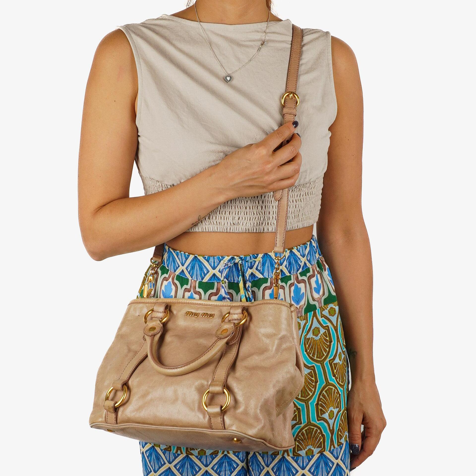 Miu Miu Vitello Shine Cammeo Tote Bag