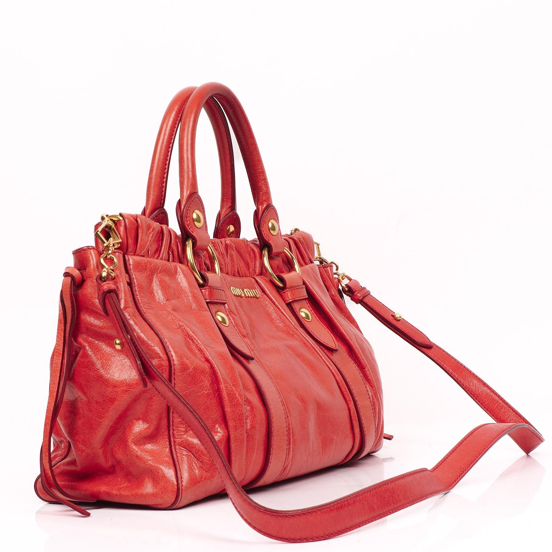 Miu Miu Vitello Shine Lacca Satchel Bag