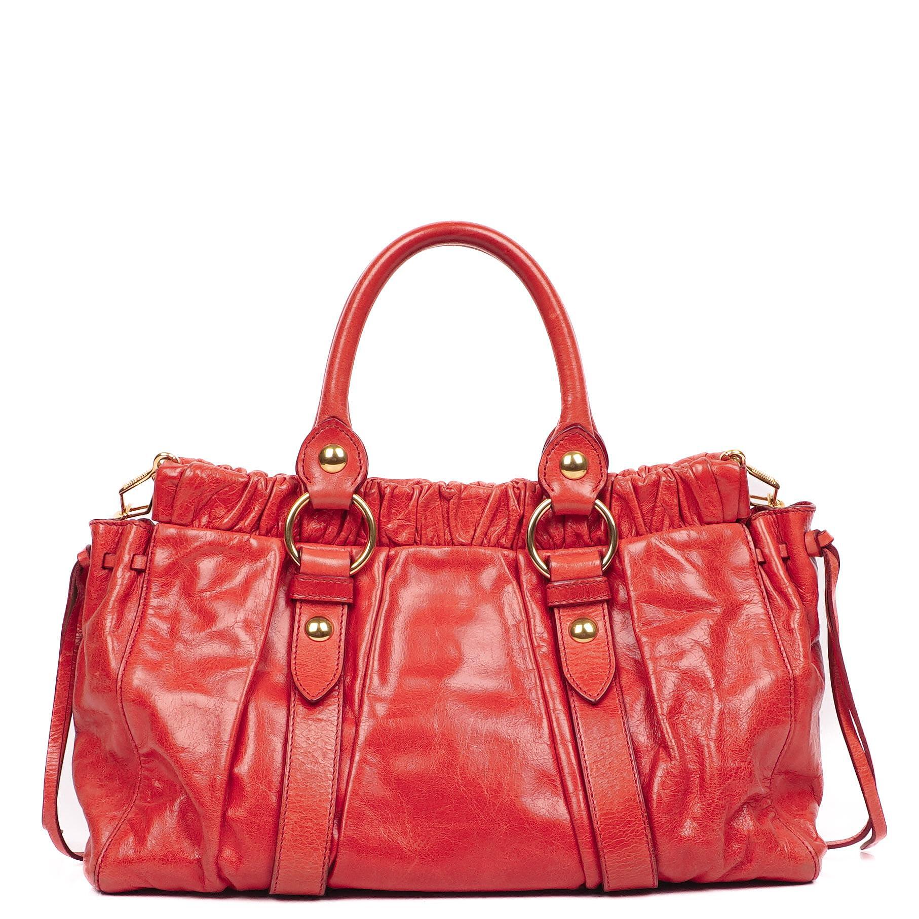 Miu Miu Vitello Shine Lacca Satchel Bag