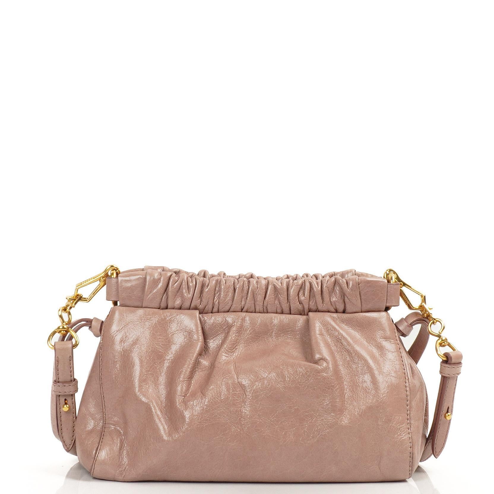 Miu Miu Vitello Shine Mughetto Crossbody Clutch Bag