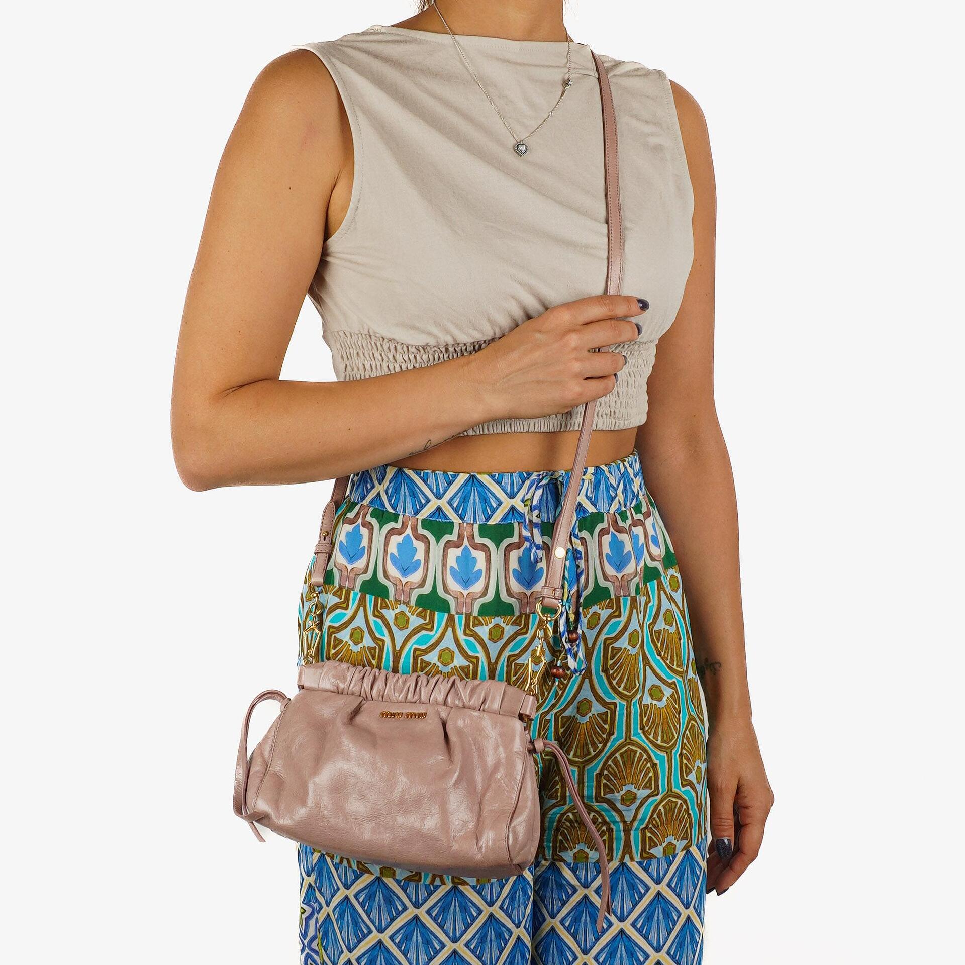 Miu Miu Vitello Shine Mughetto Crossbody Clutch Bag