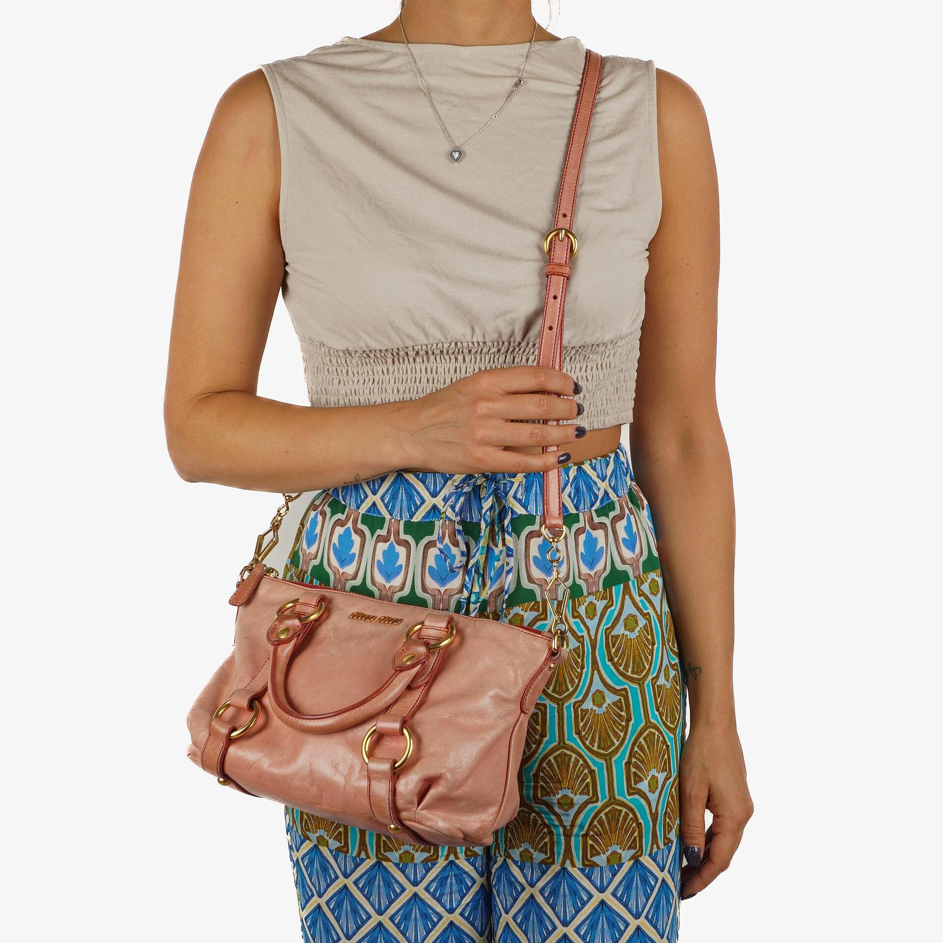 Miu Miu Vitello Shine Rosa Satchel Bag