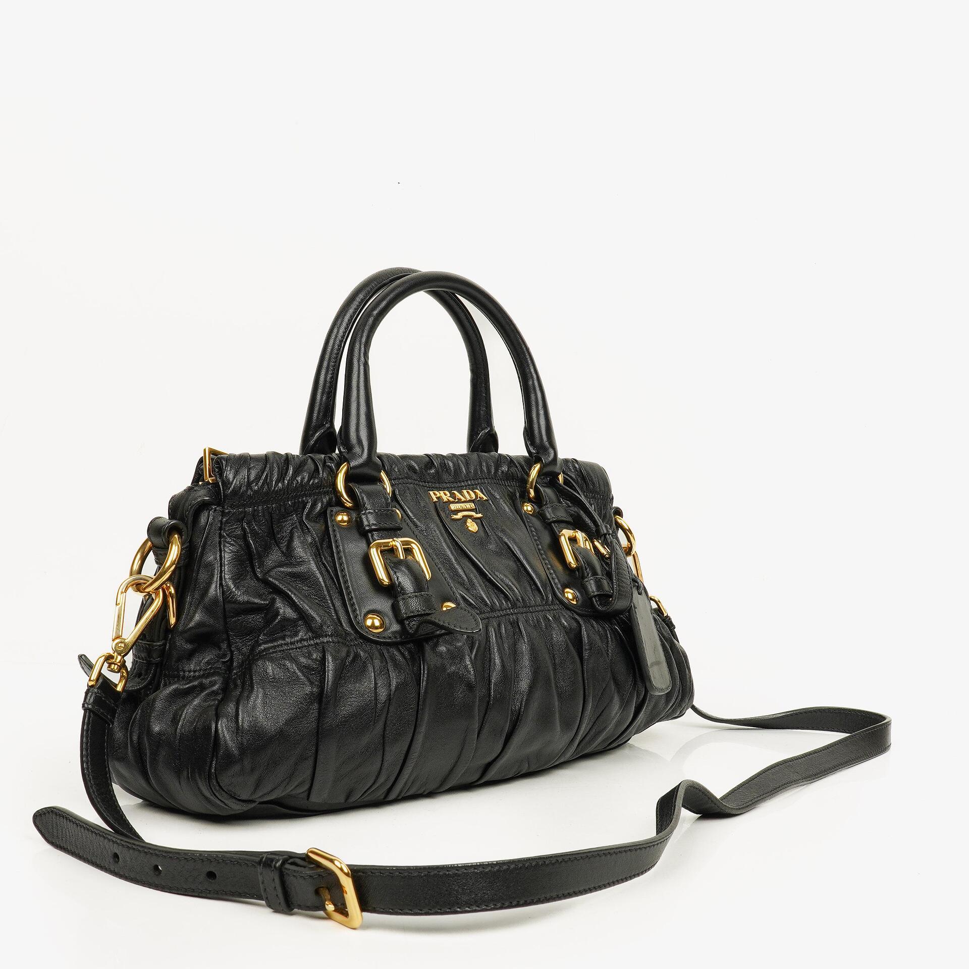 Prada Black Nappa Gaufre Leather Satchel Bag