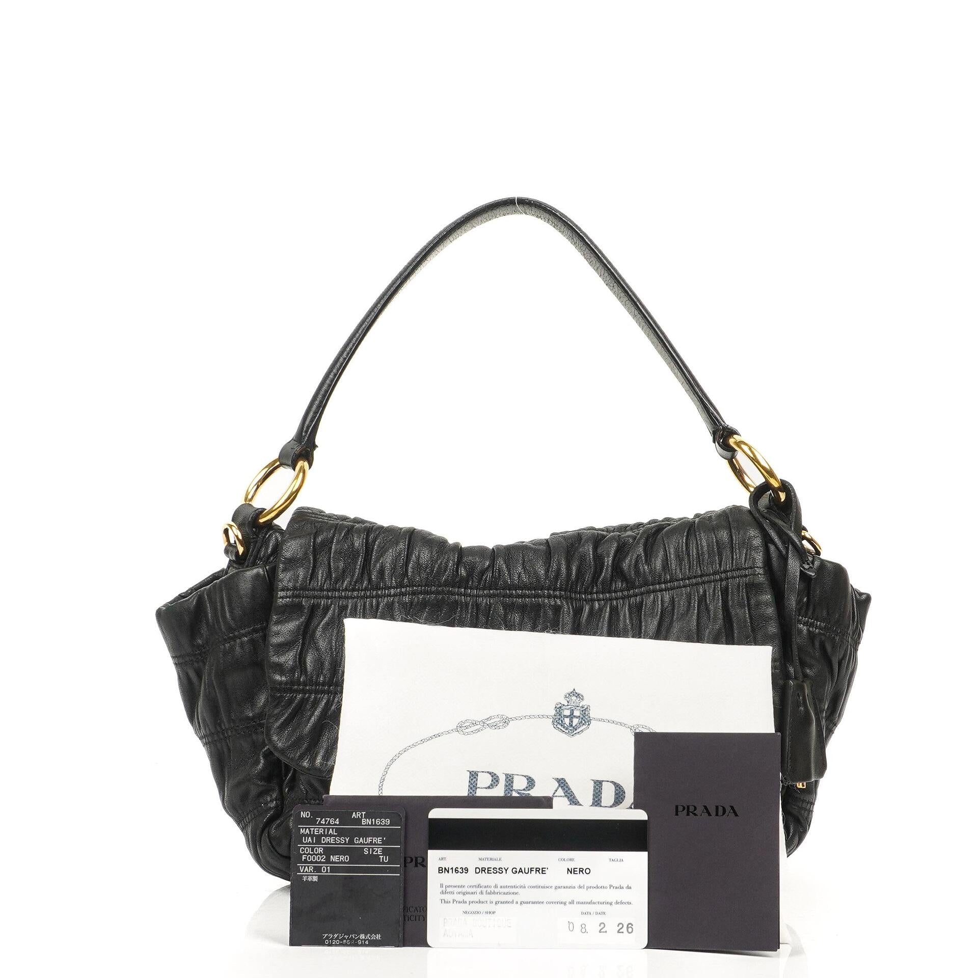 Prada Black Nero Dressy Gaufre Flap Bag