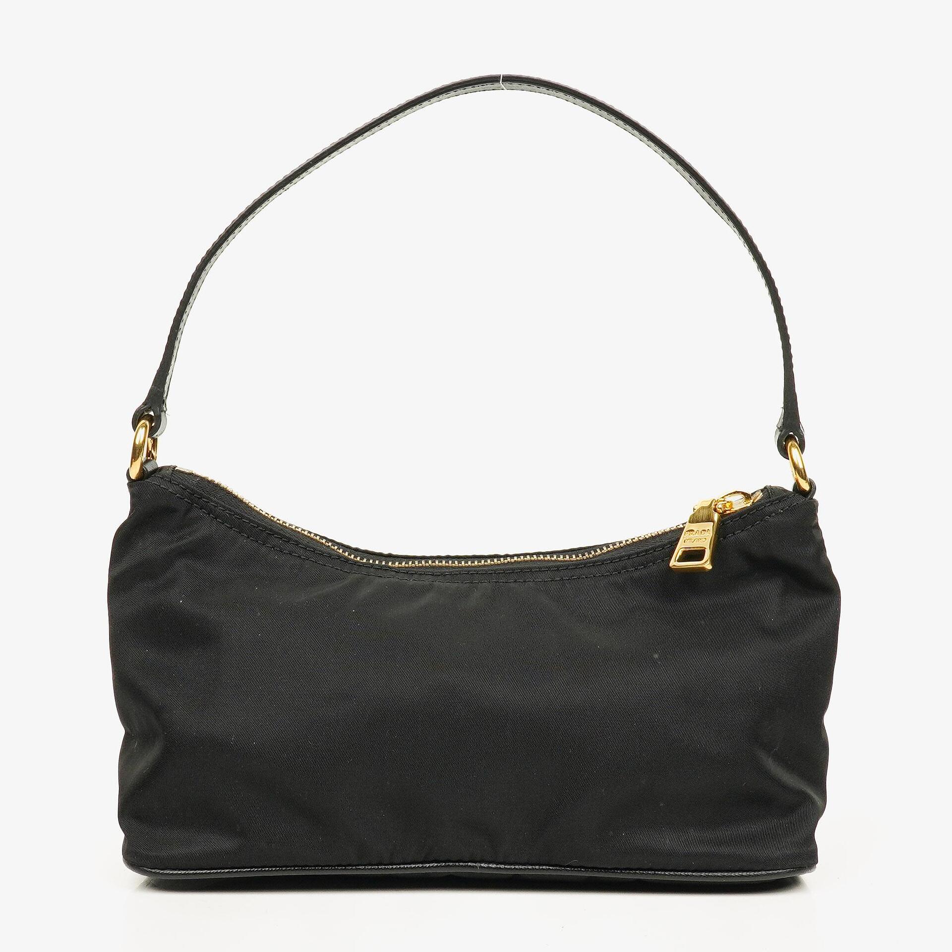 Prada Black Tessuto and Saffiano Leather Shoulder Bag