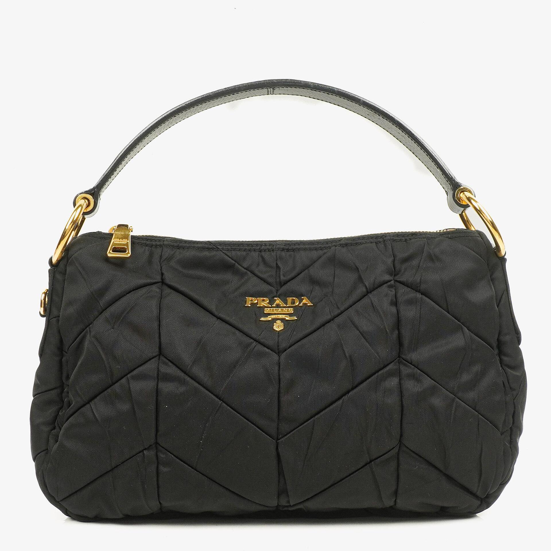 Prada Black Tessuto Nylon Chevron Quilted Shoulder Bag