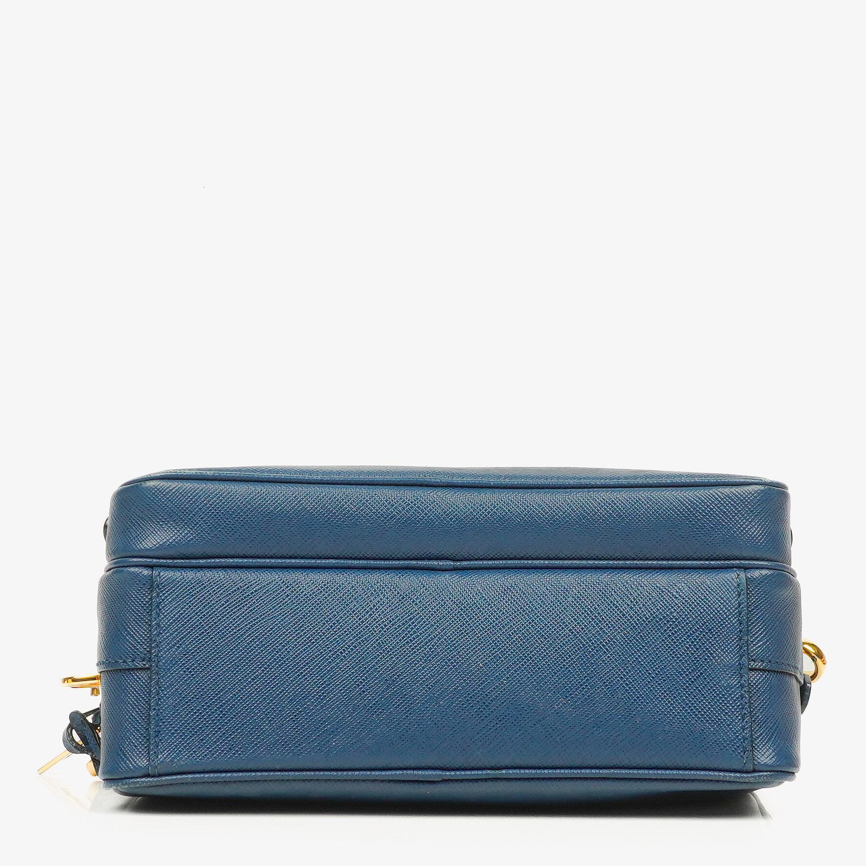 Prada Bleuette Saffiano Lux Double Zip Crossbody Bag