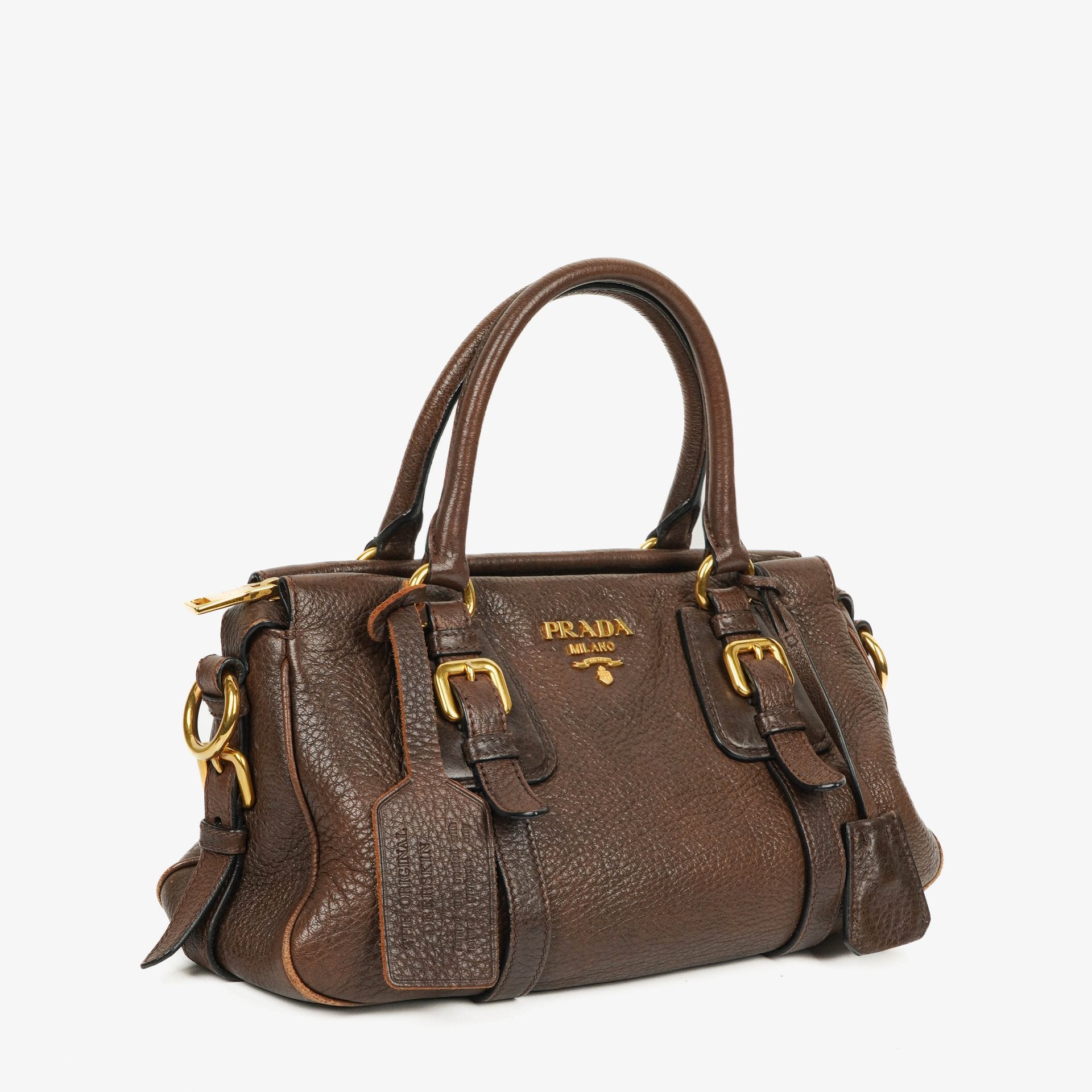 Prada Brown Cervo Leather Satchel Bag