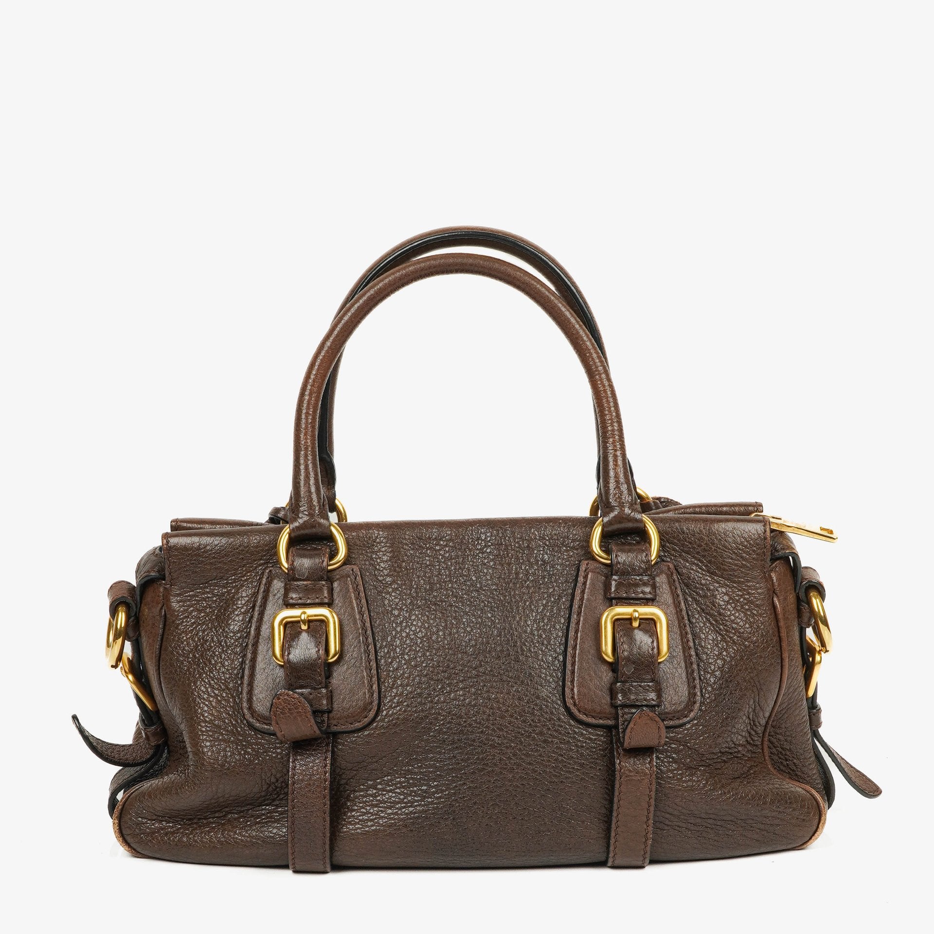 Prada Brown Cervo Leather Satchel Bag