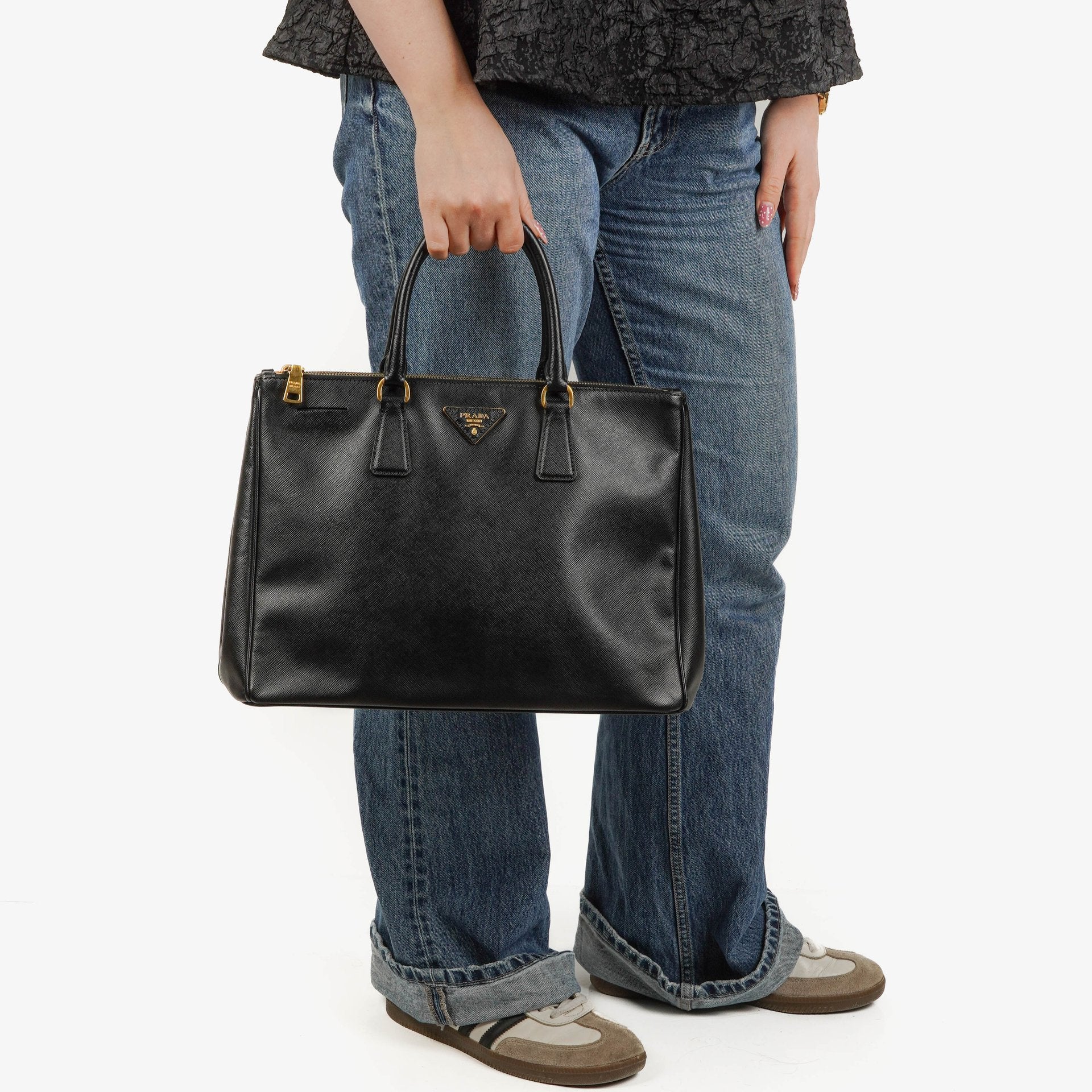 Prada Galleria Large Saffiano Lux Leather Double Zip Tote