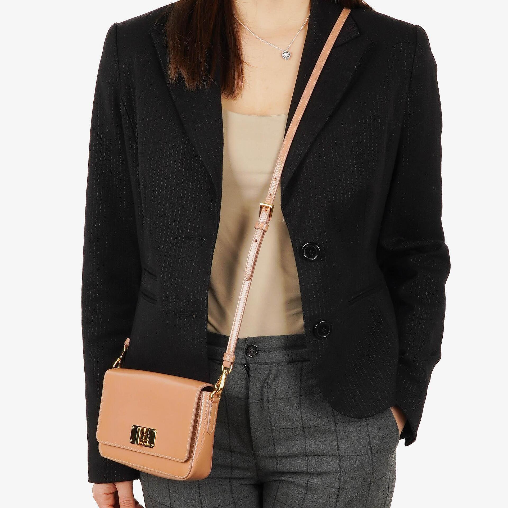 Prada Orchidea Saffiano Vernic Leather Handbag