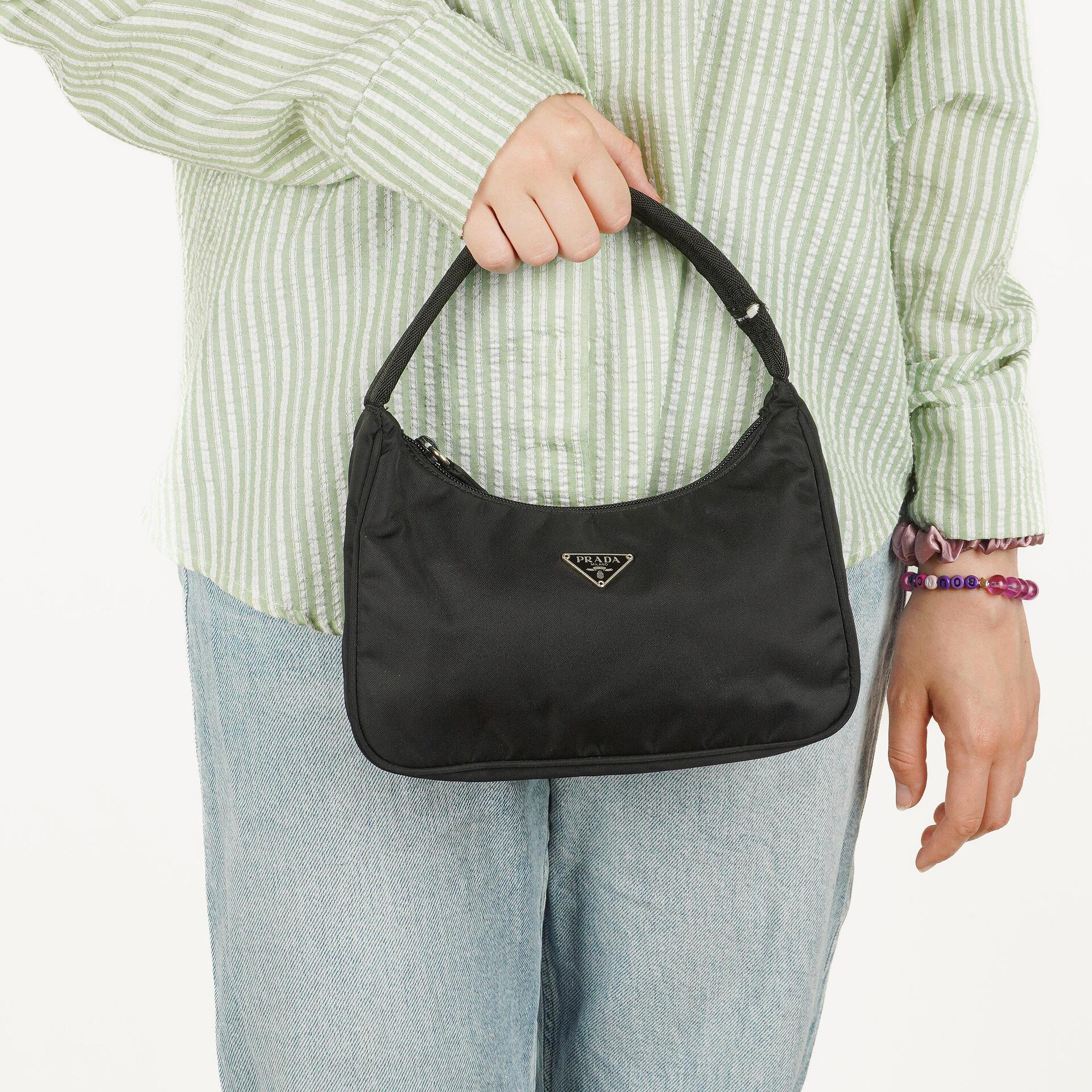 Prada Tessuto Black Nylon Hobo Bag