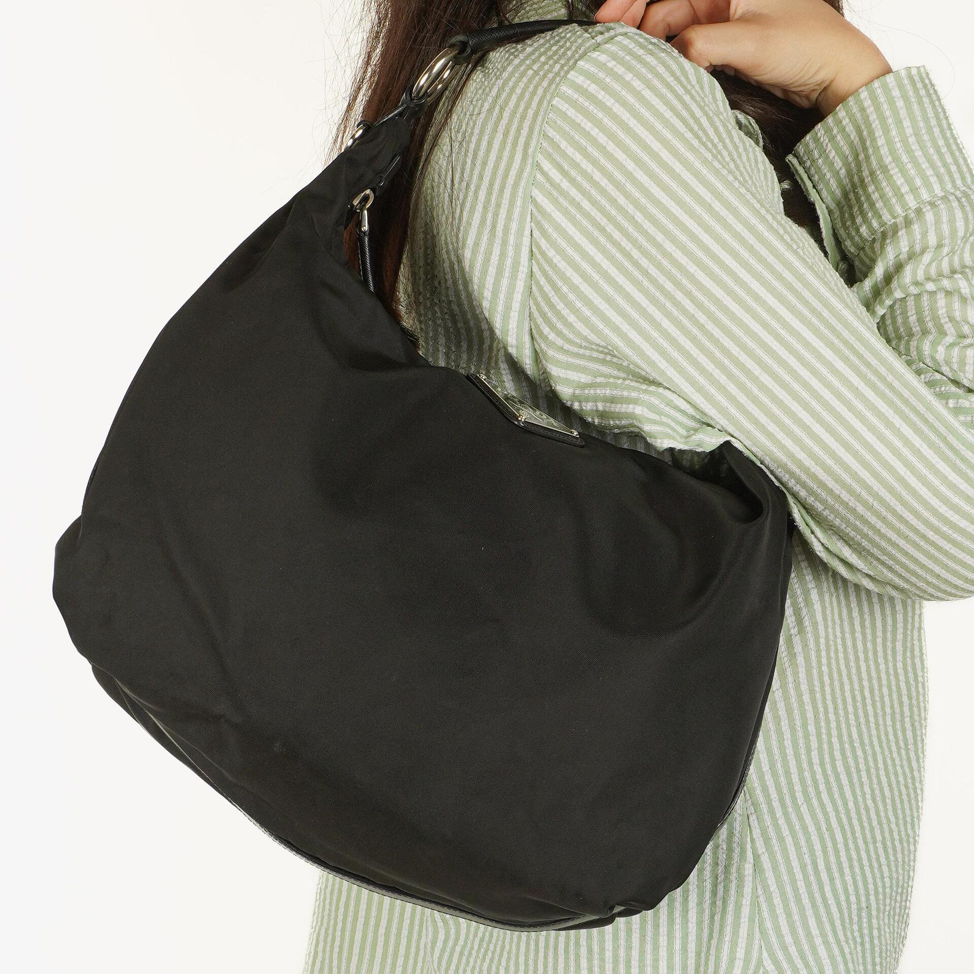 Prada Tessuto Nylon Nero Black Sacca Shoulder Bag