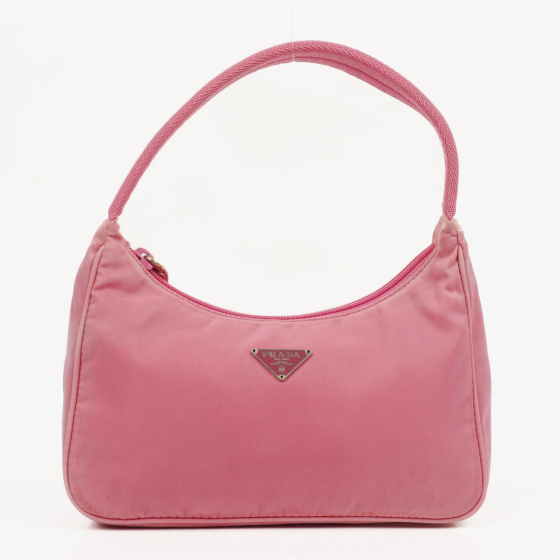 Prada Tessuto Pink Nylon Mini Hobo Bag