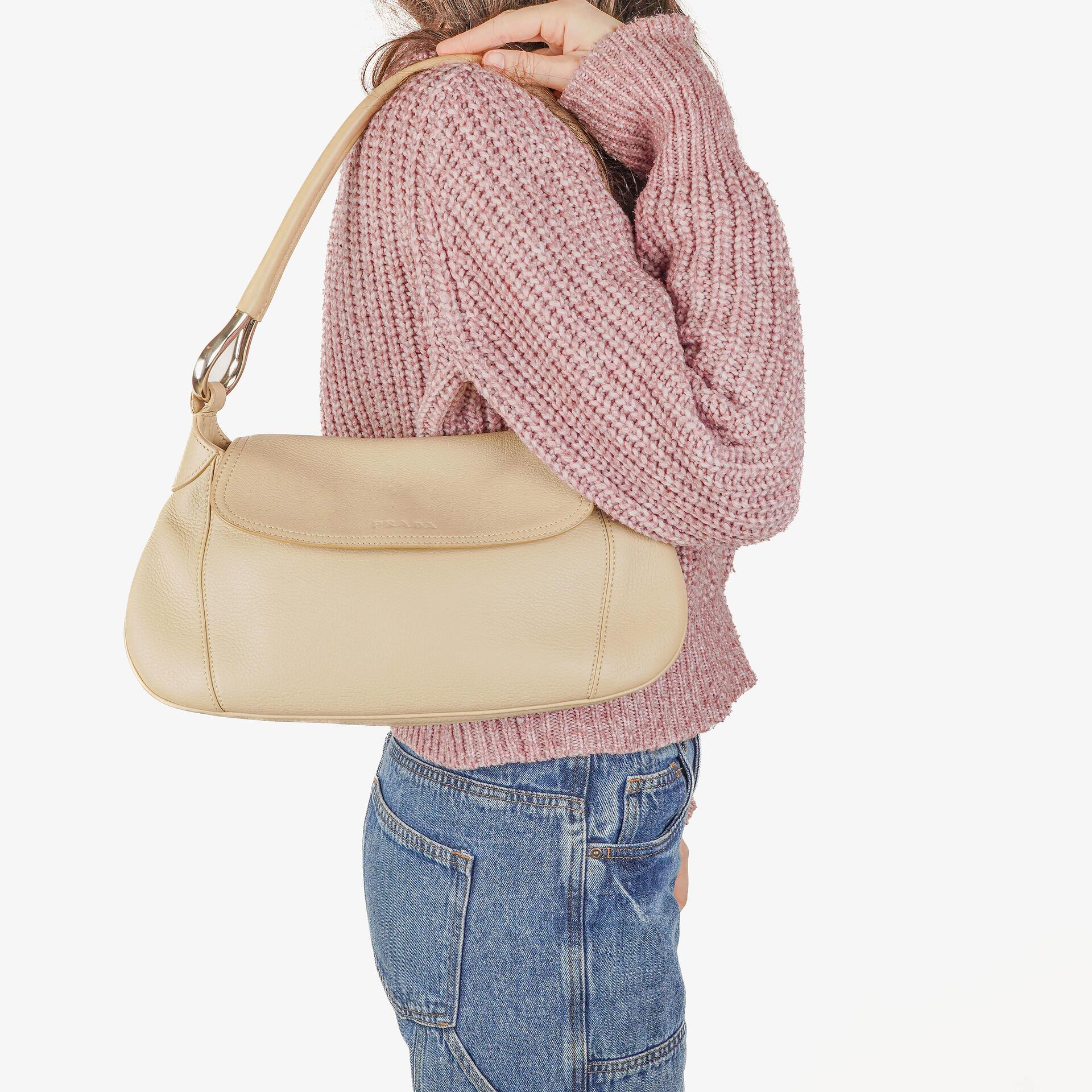 Prada Vitello Daino Beige Shoulder Bag