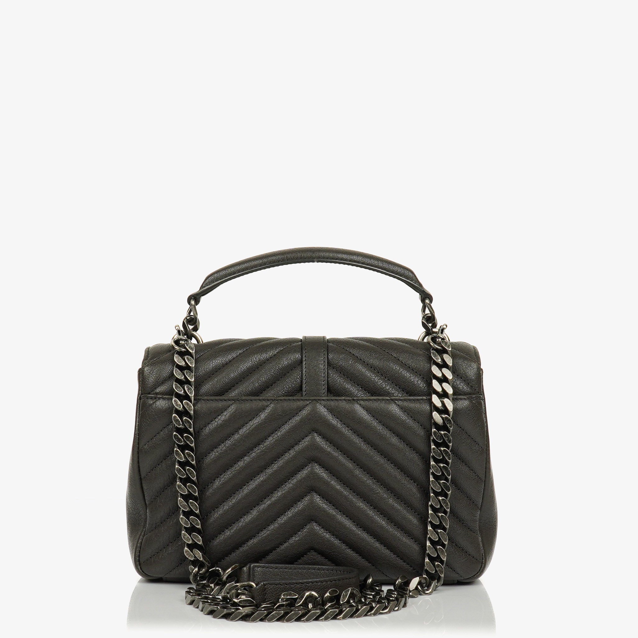 Saint Laurent Medium College Chevron Quilted Leather Crossbody Bag