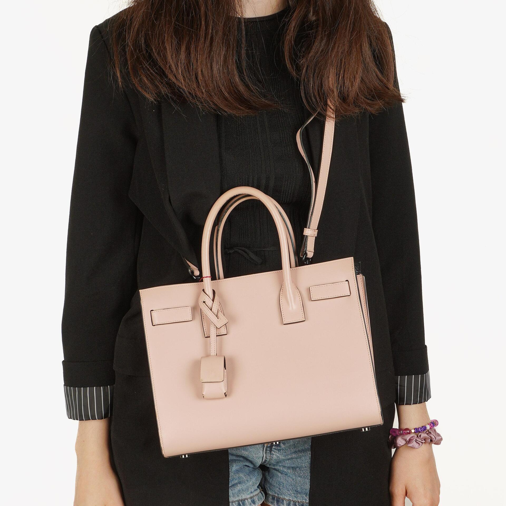 Saint Laurent Sac De Jour Baby In Powder Pink Calfskin Leather