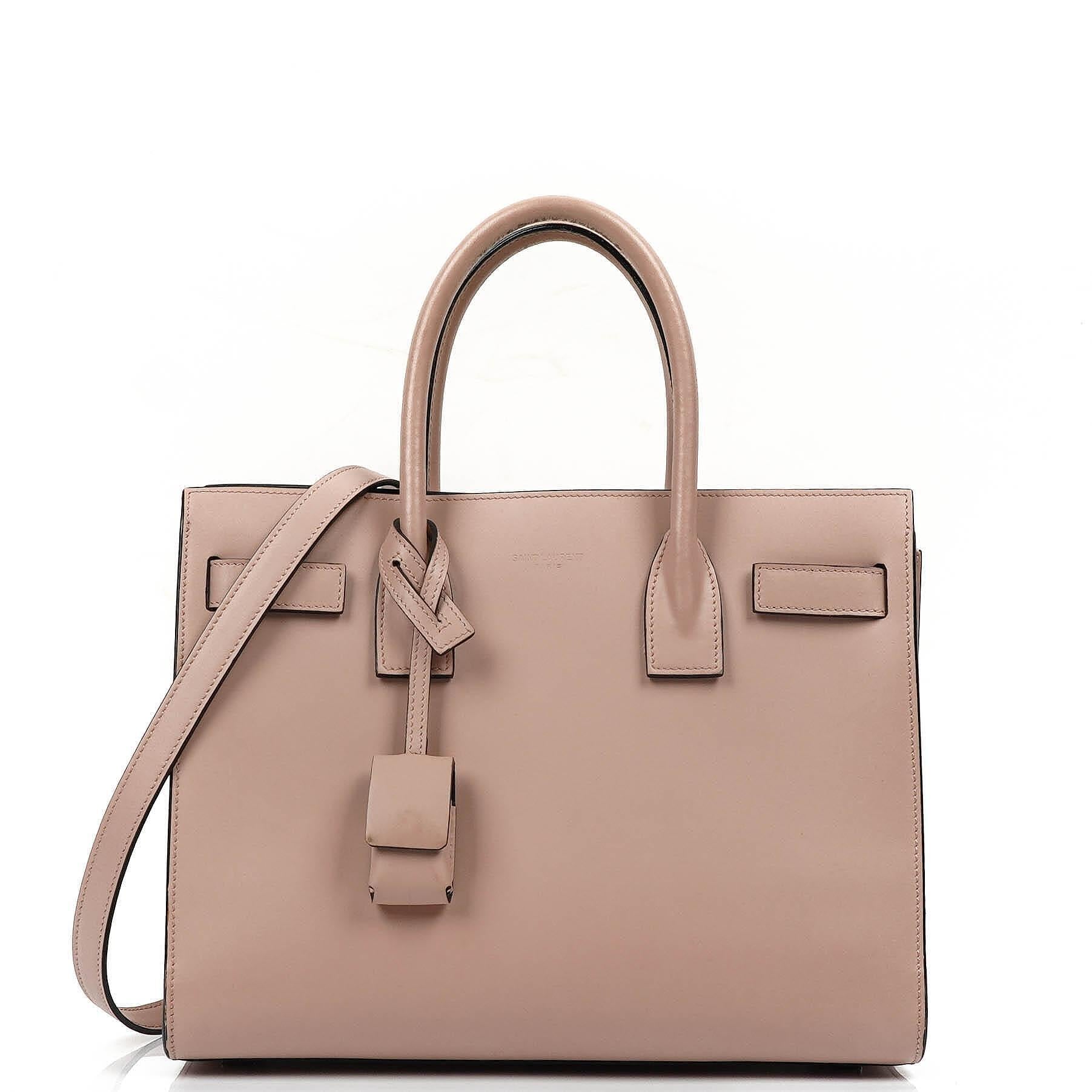 Saint Laurent Sac De Jour Baby In Powder Pink Calfskin Leather
