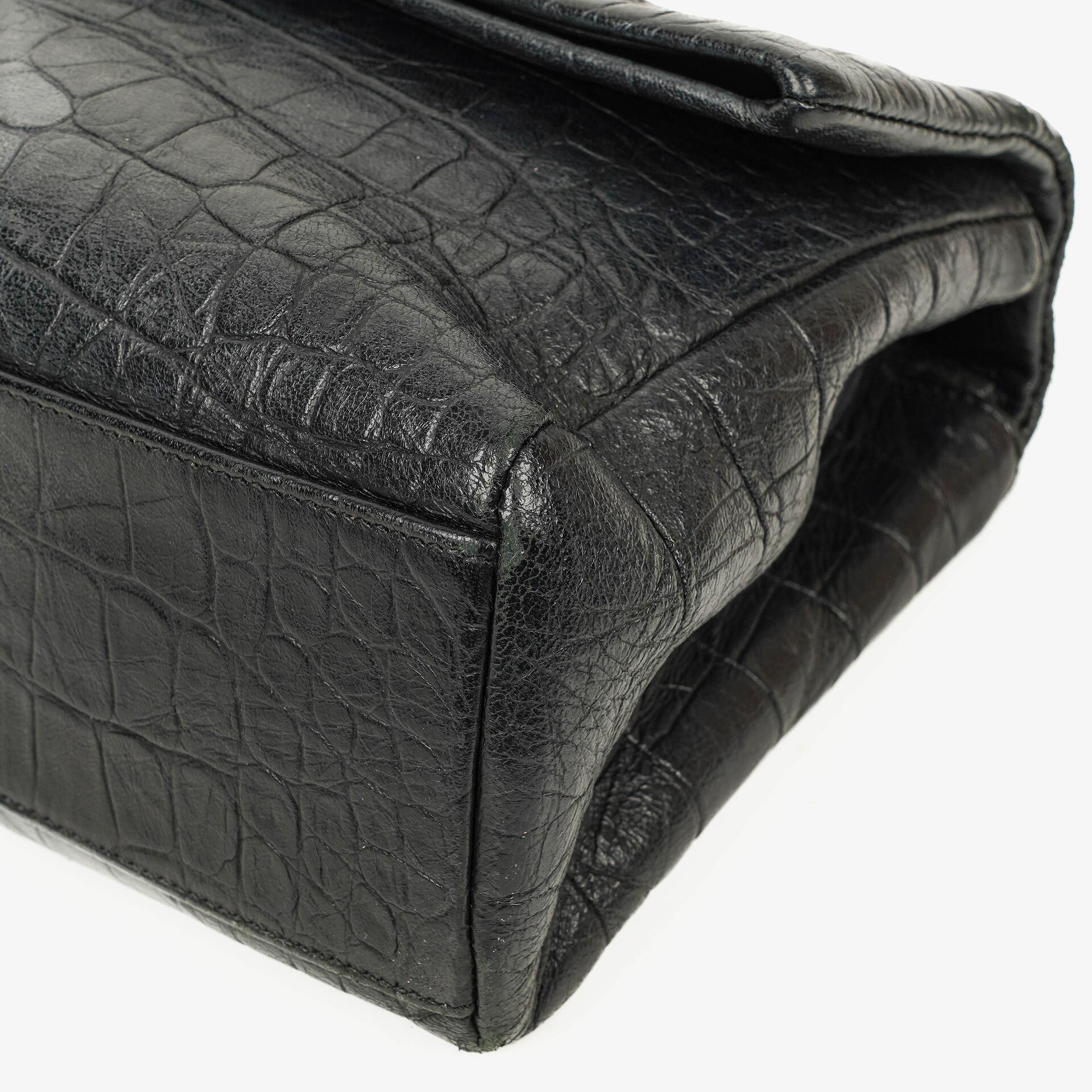 Saint Laurent West Hollywood Crocodile Embossed Grey Leather Shoulder Bag