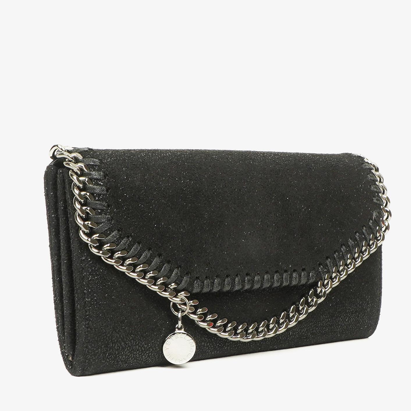 Stella McCartney Black Shaggy Dear Faux Leather Falabella Pochette Bag