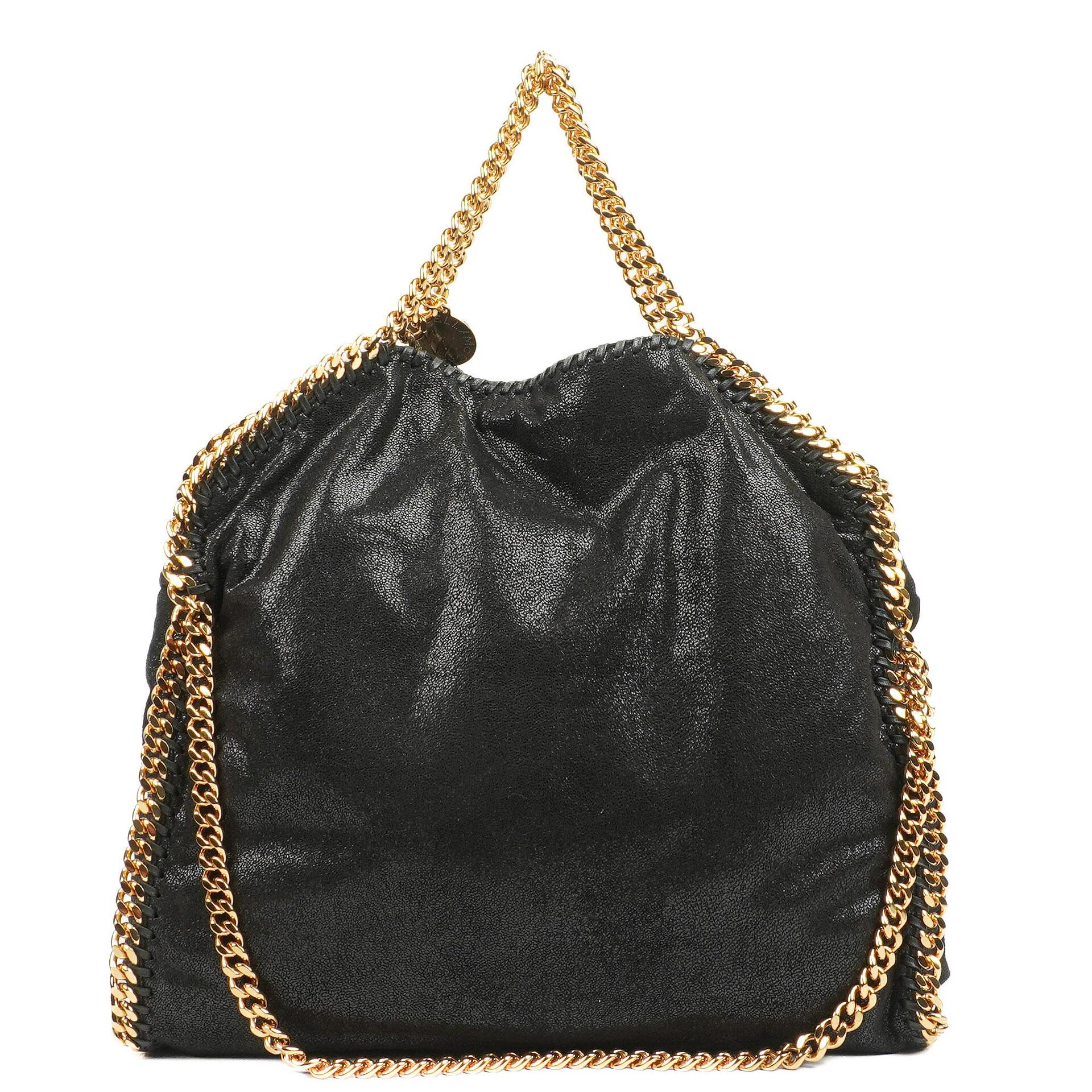 Stella McCartney Falabella Black Tote Vegan Shaggy Deer Fold Over Bag