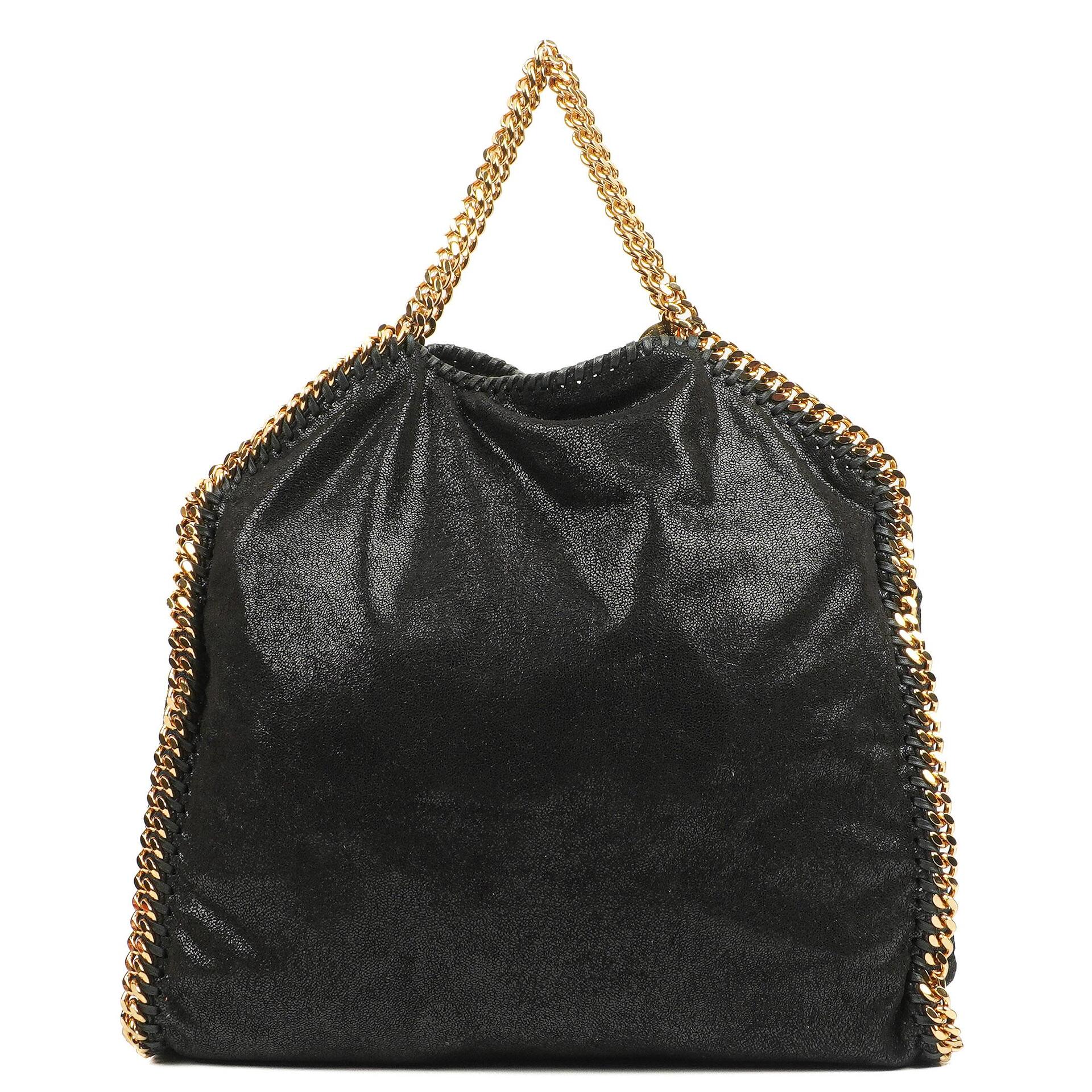 Stella McCartney Falabella Black Tote Vegan Shaggy Deer Fold Over Bag