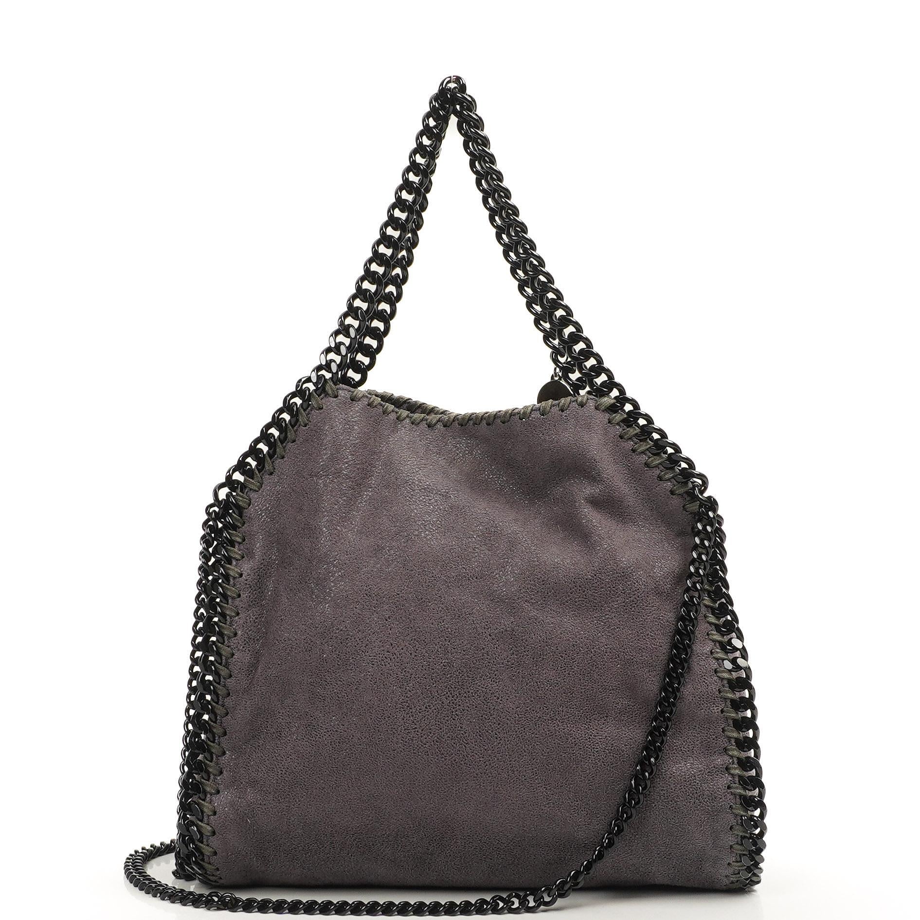 Stella McCartney Falabella Mini Tote Bark Vegan Shaggy Deer Fold Over Bag