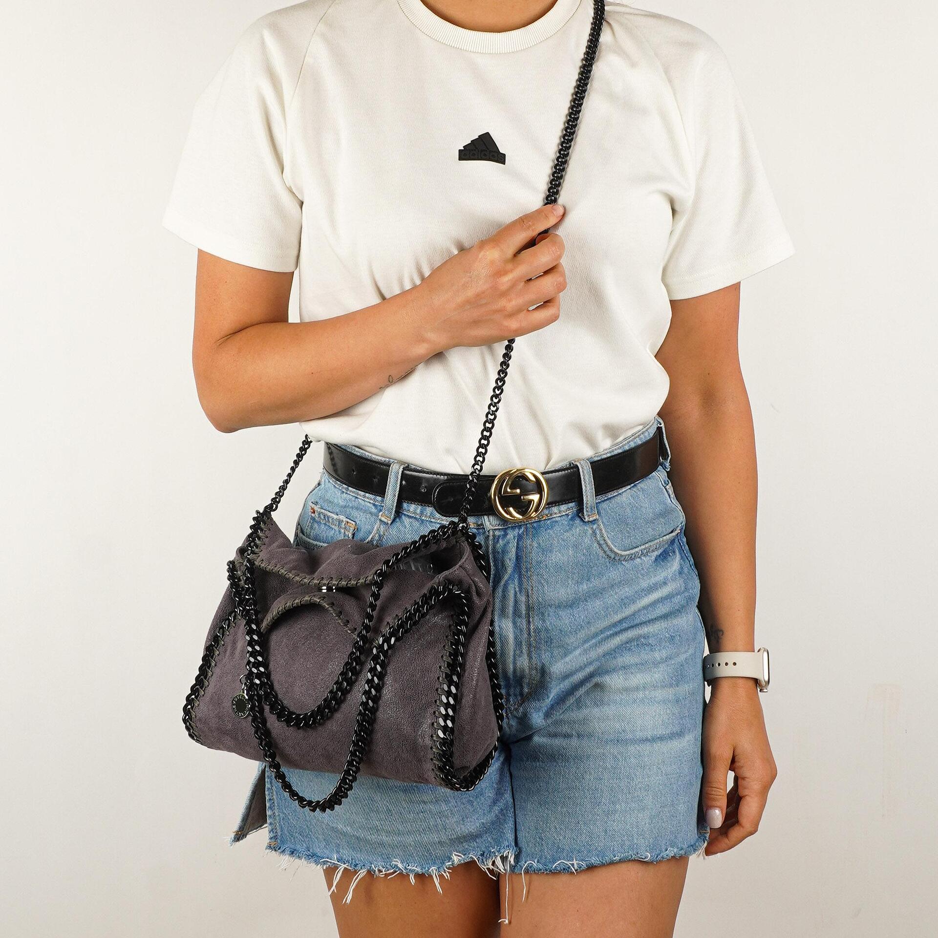 Stella McCartney Falabella Mini Tote Bark Vegan Shaggy Deer Fold Over Bag