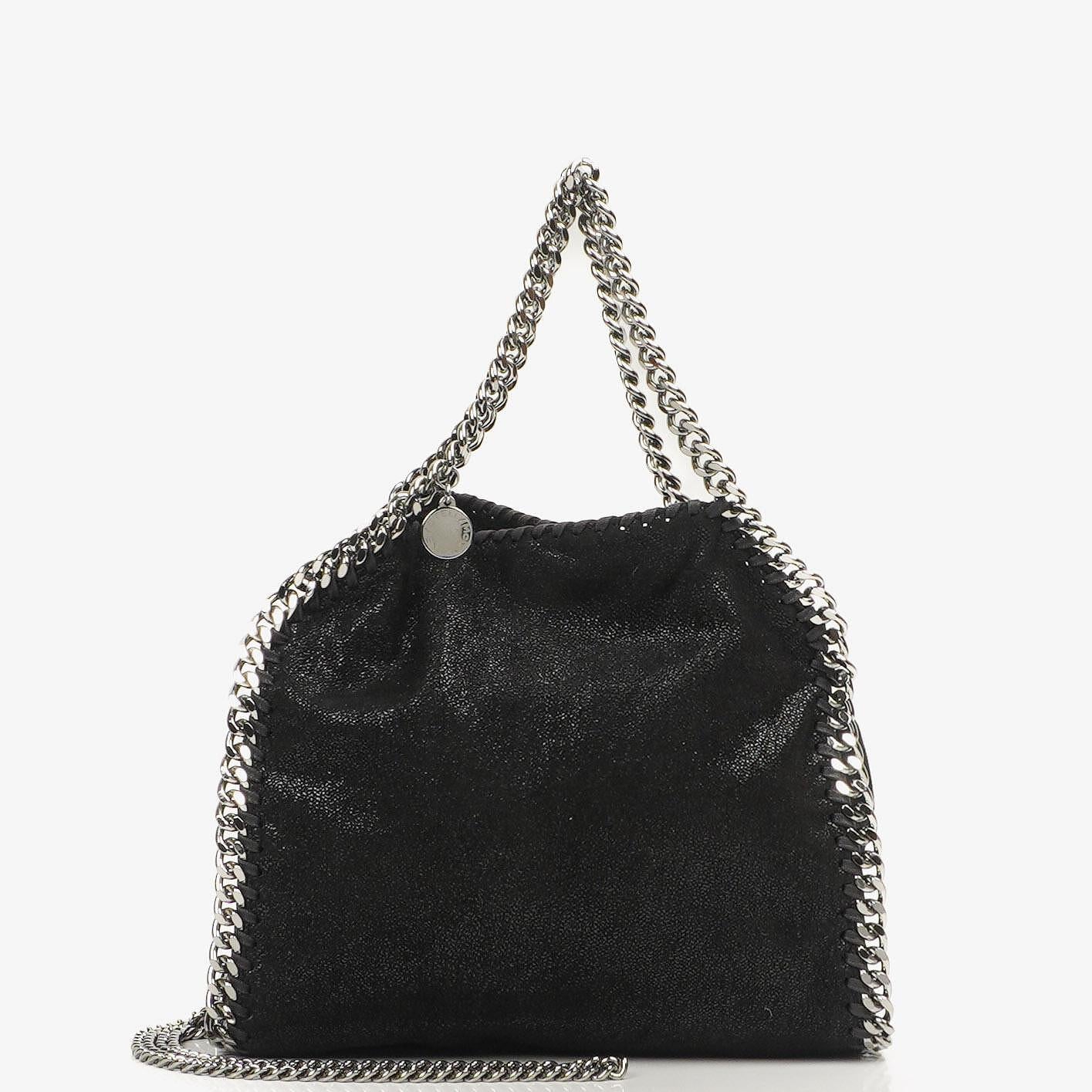 Stella McCartney Falabella Mini Tote Black Vegan Shaggy Deer Fold Over Bag