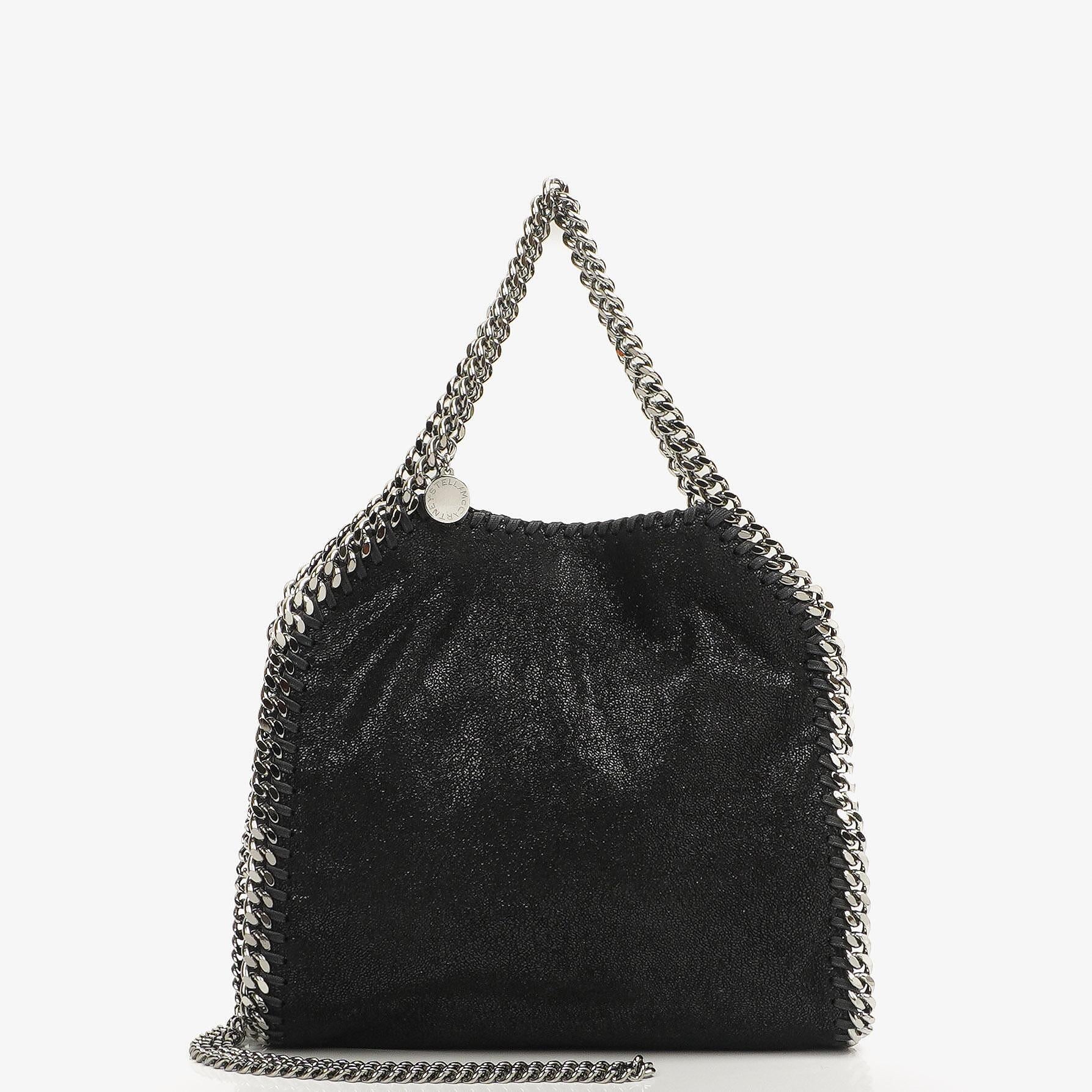 Stella McCartney Falabella Mini Tote Black Vegan Shaggy Deer Fold Over Bag