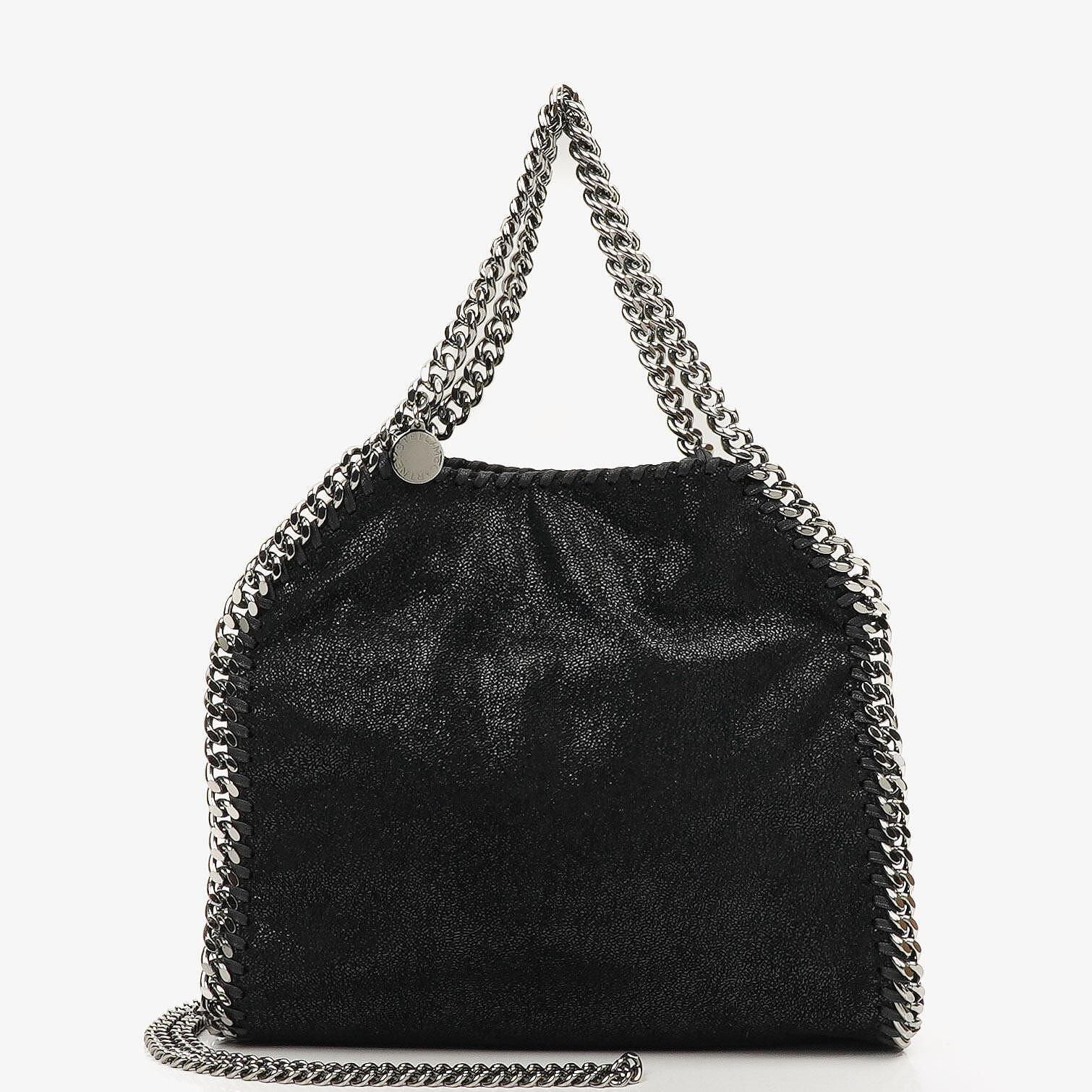 Stella McCartney Falabella Mini Tote Black Vegan Shaggy Deer Fold Over Bag