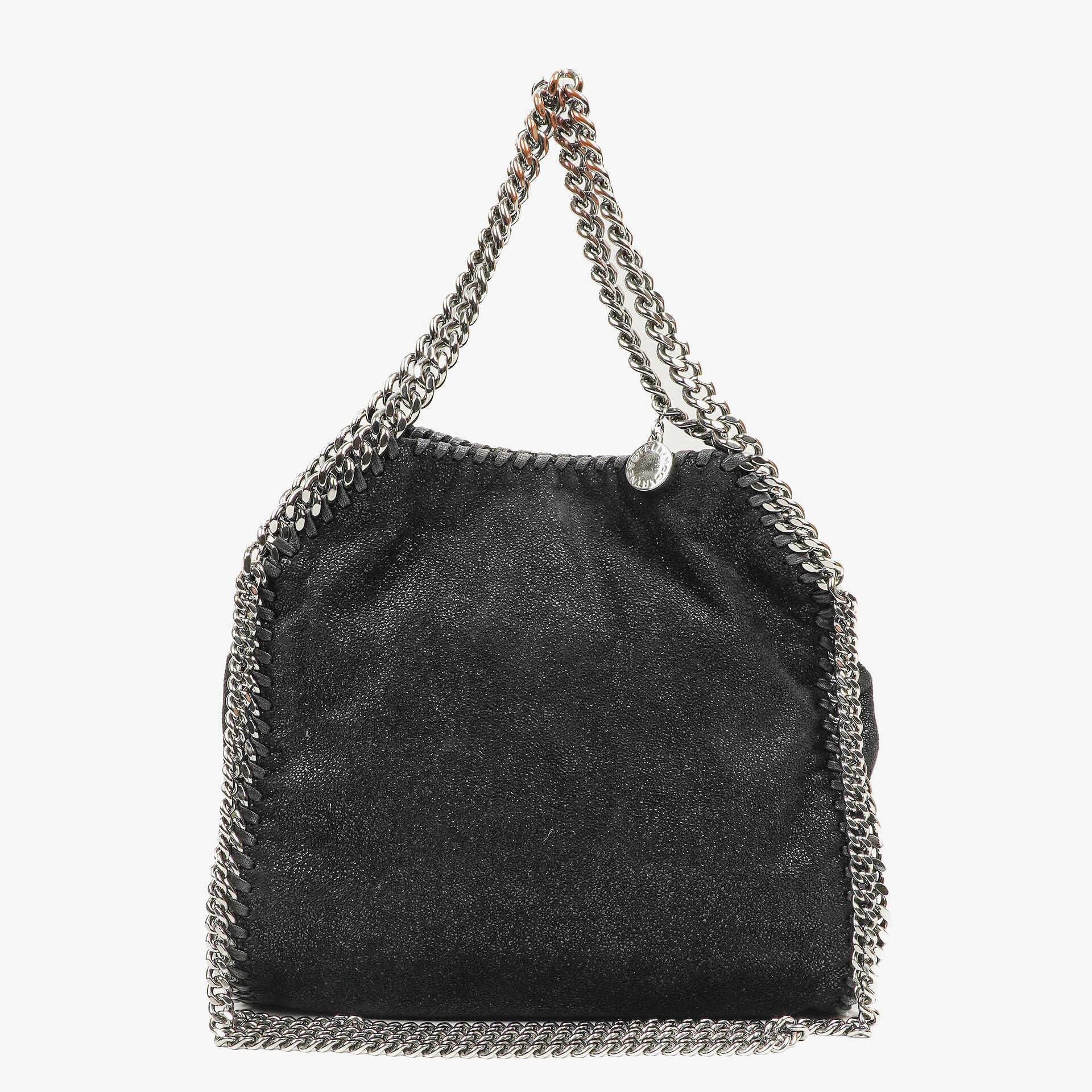 Stella McCartney Falabella Mini Tote Black Vegan Shaggy Deer Fold Over Bag