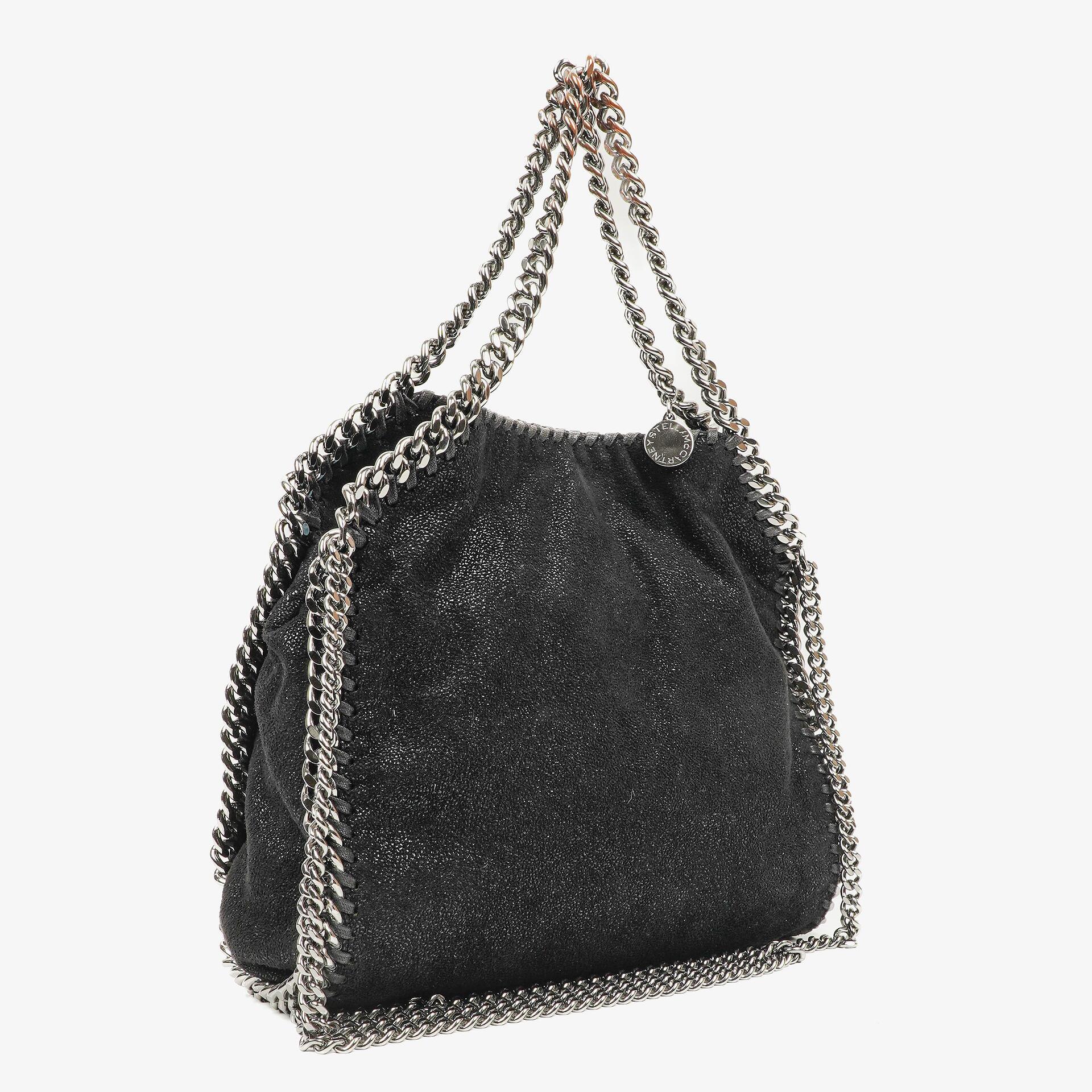 Stella McCartney Falabella Mini Tote Black Vegan Shaggy Deer Fold Over Bag