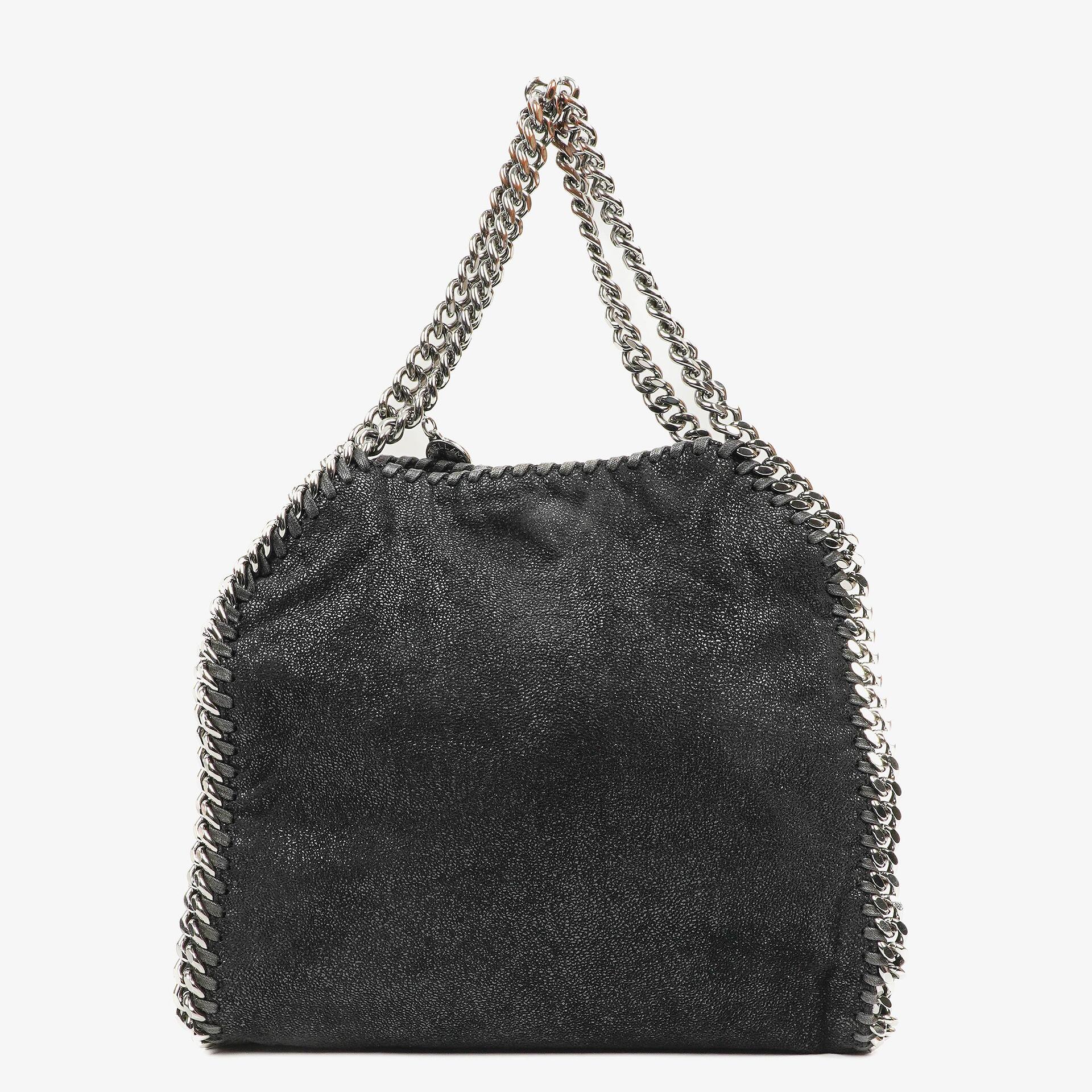 Stella McCartney Falabella Mini Tote Black Vegan Shaggy Deer Fold Over Bag