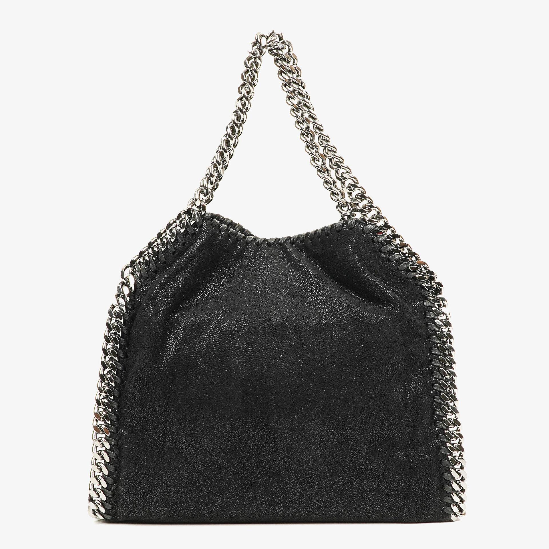 Stella McCartney Falabella Mini Tote Black Vegan Shaggy Deer Fold Over Bag