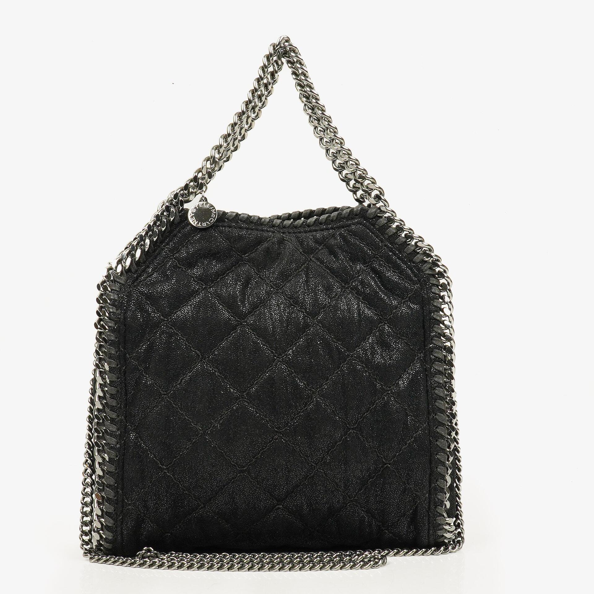 Stella McCartney Falabella Mini Tote Black Vegan Shaggy Deer Fold Over Bag