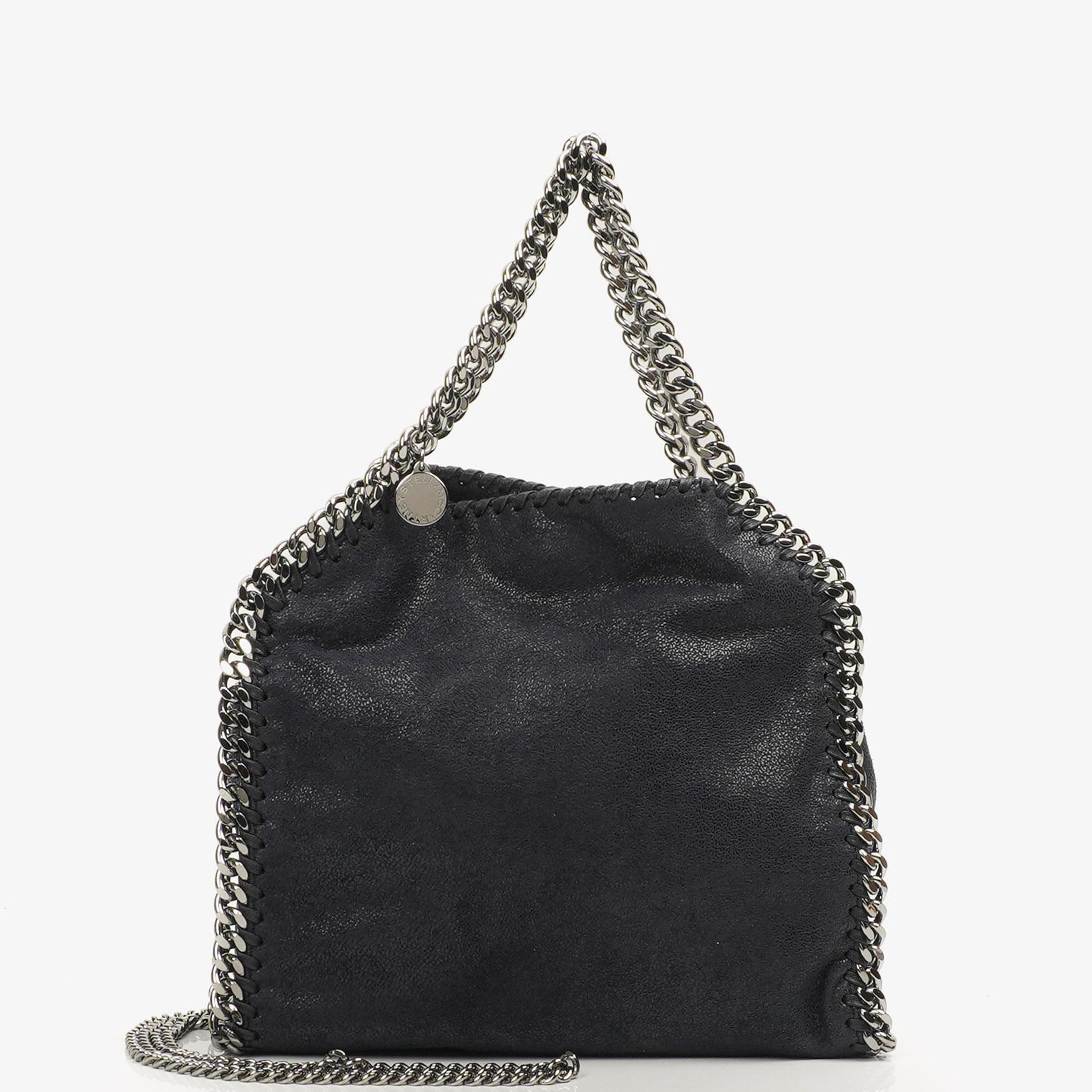 Stella McCartney Falabella Mini Tote Dark Navy Vegan Shaggy Deer Fold Over Bag