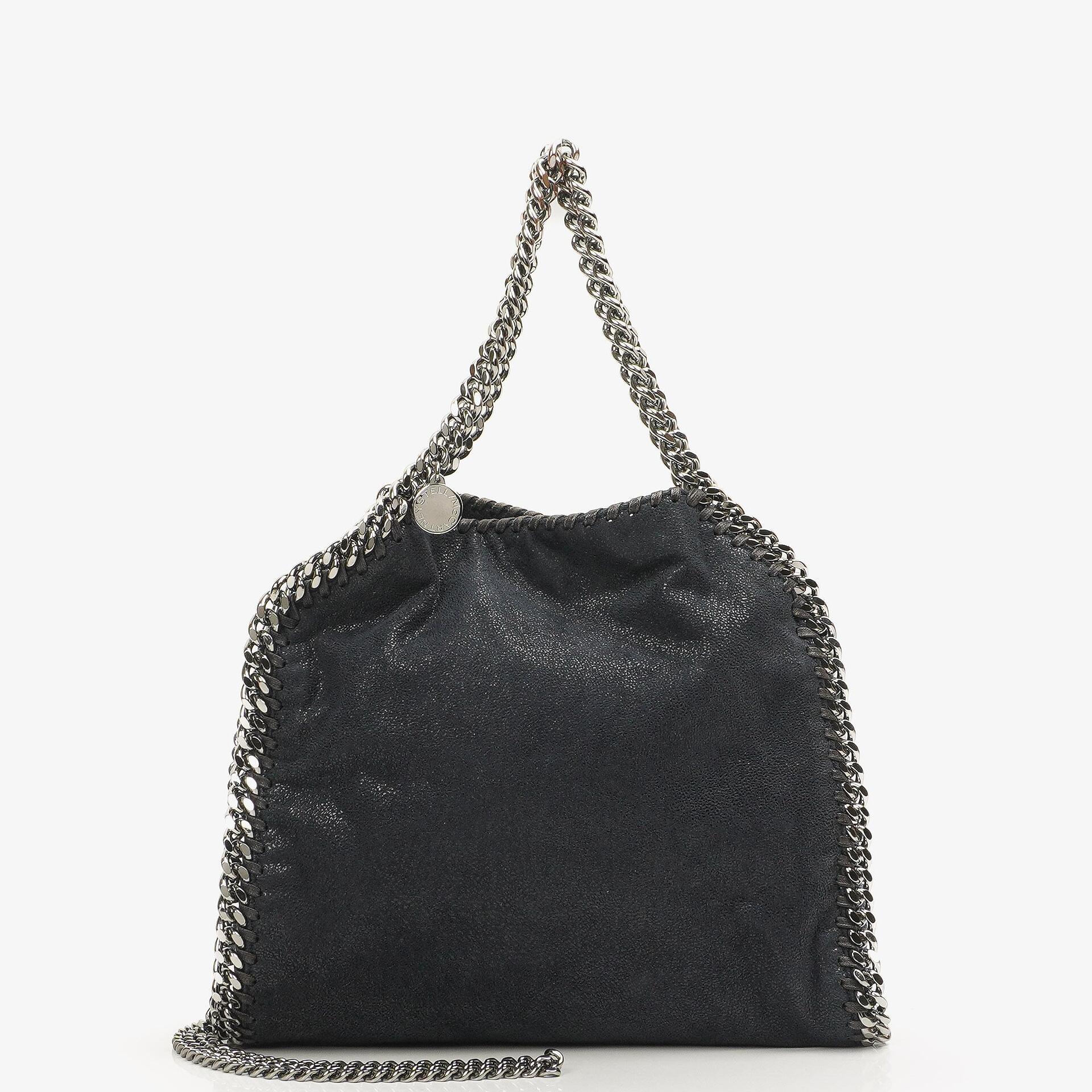 Stella McCartney Falabella Mini Tote Dark Navy Vegan Shaggy Deer Fold Over Bag