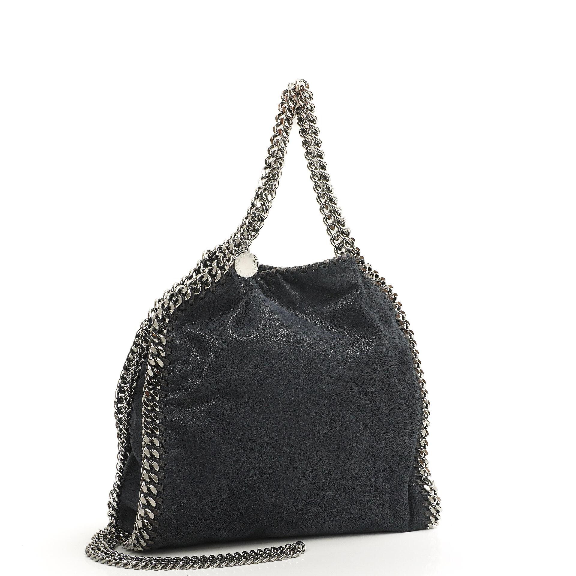 Stella McCartney Falabella Mini Tote Dark Navy Vegan Shaggy Deer Fold Over Bag