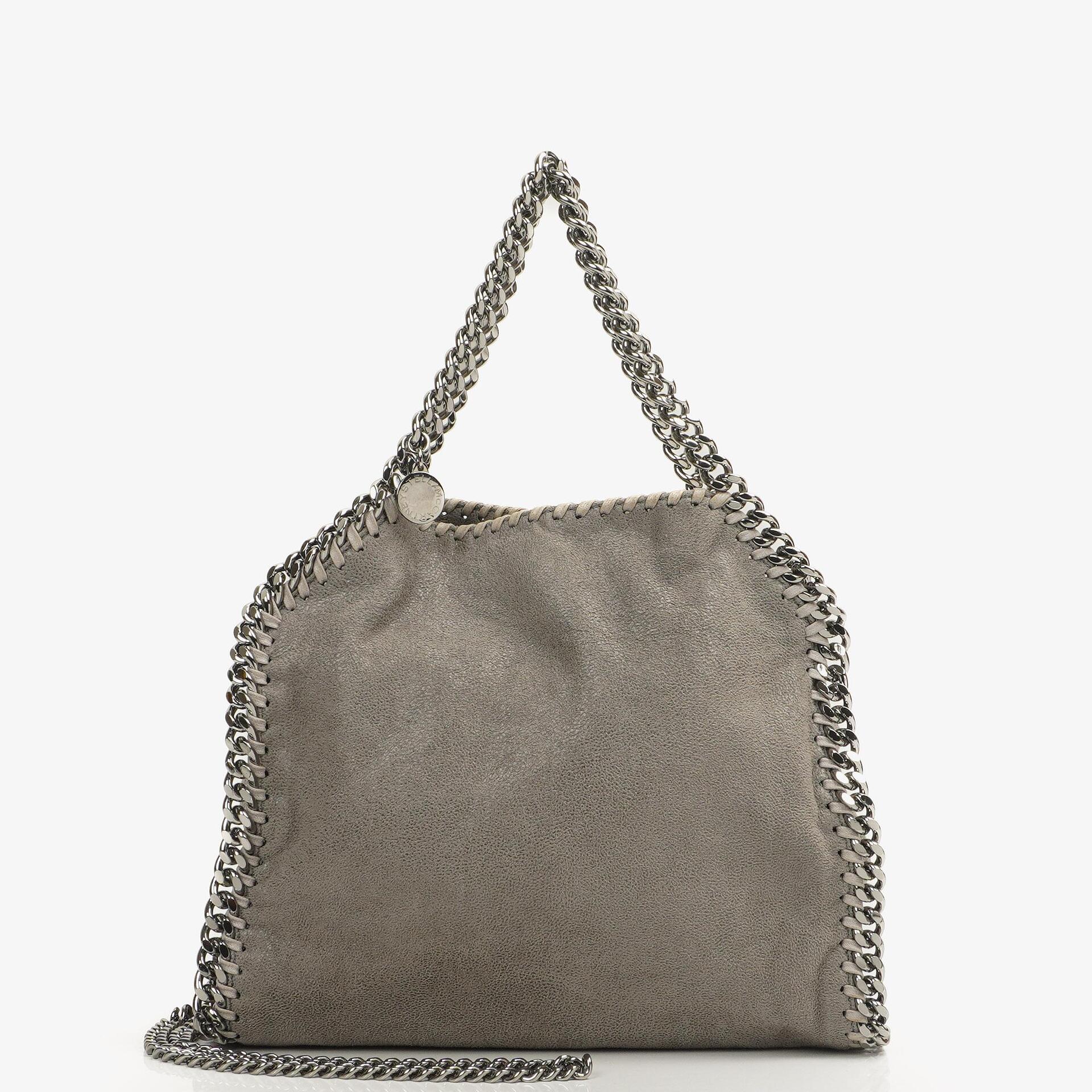 Stella McCartney Falabella Mini Tote Steel Grey Vegan Shaggy Deer Fold Over Bag